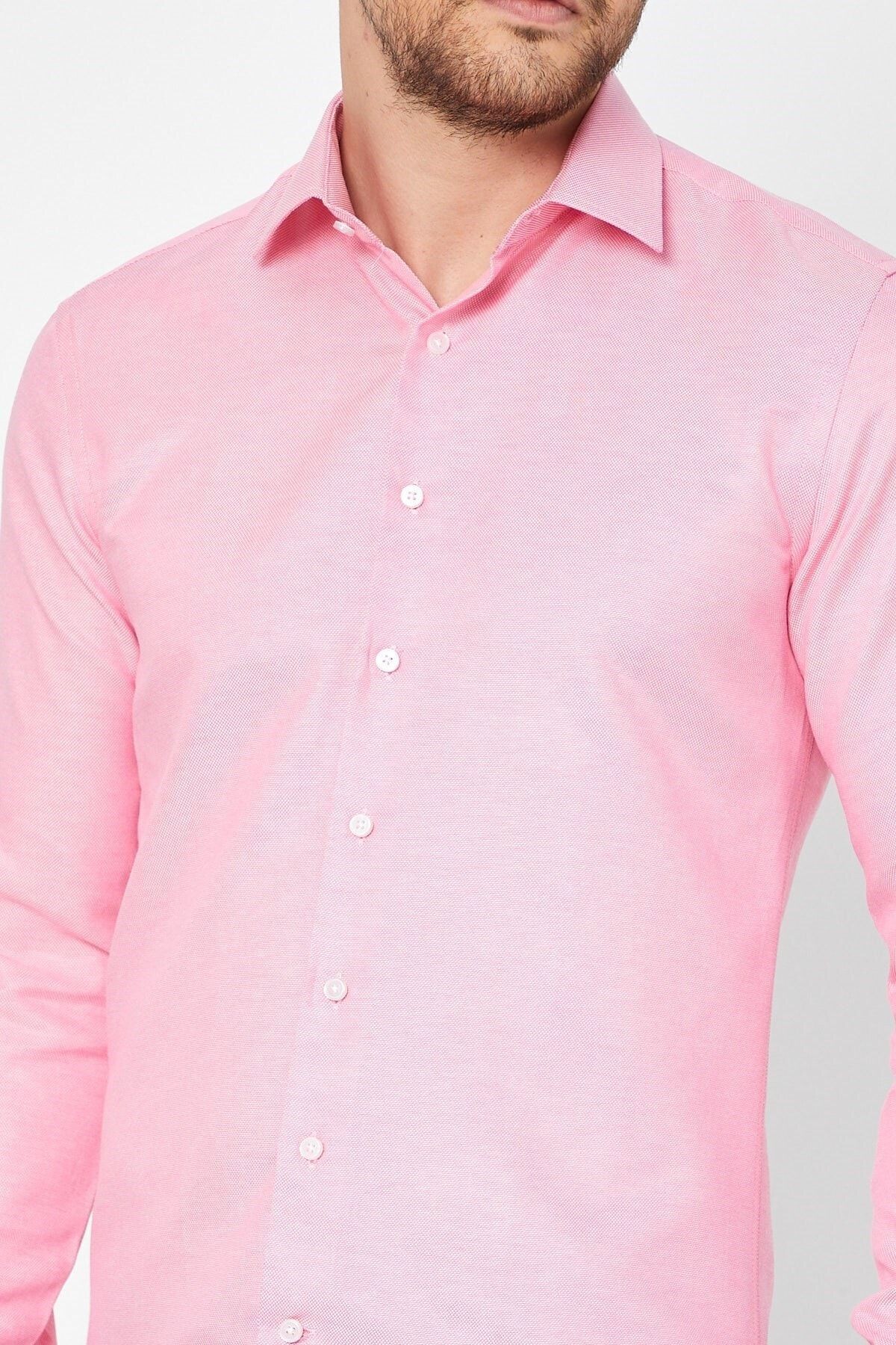 Pembe Slim Fit Uzun Kol Gömlek