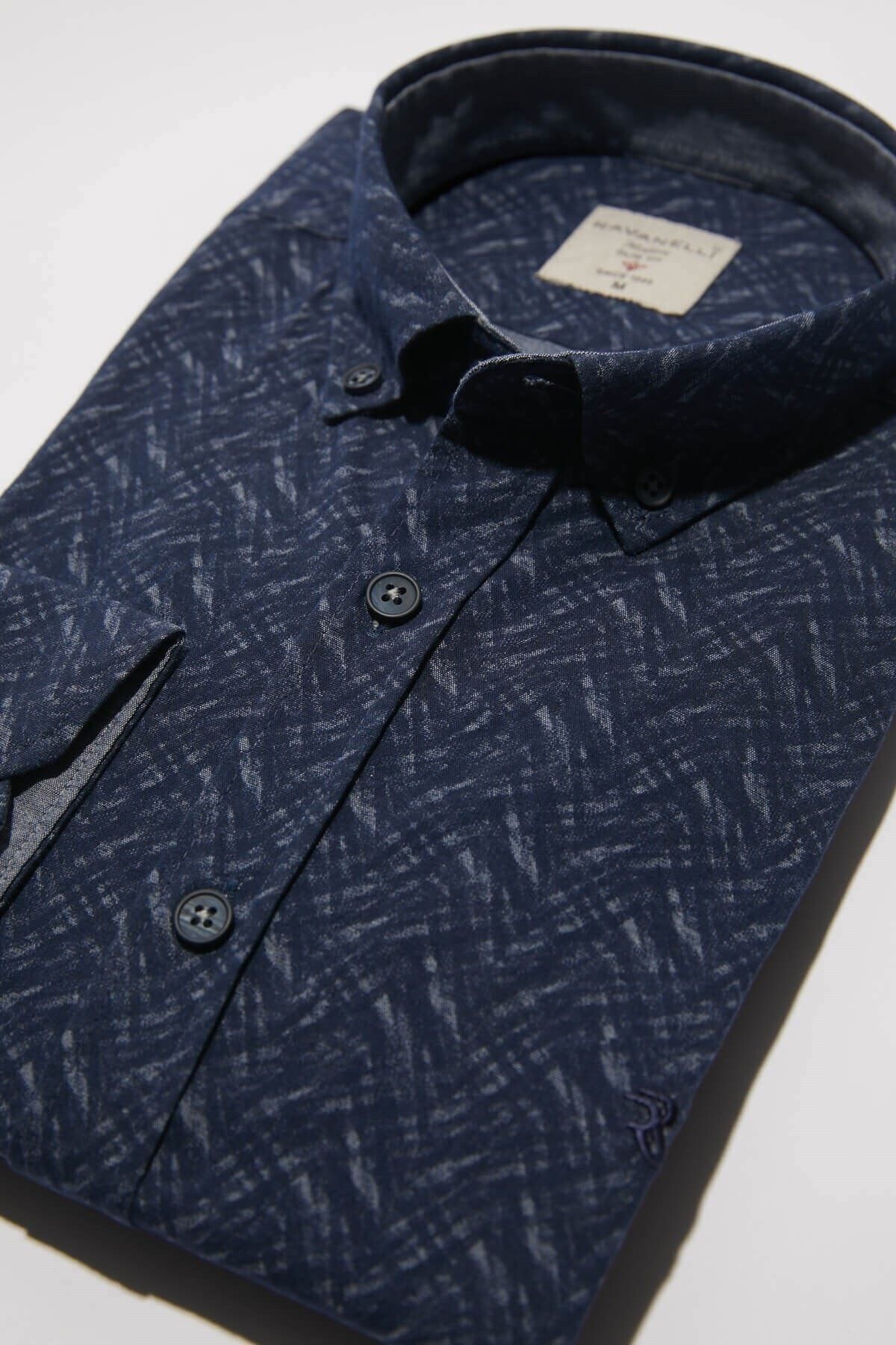 Baskılı Bordo Slim Fit Uzun Kol Gömlek