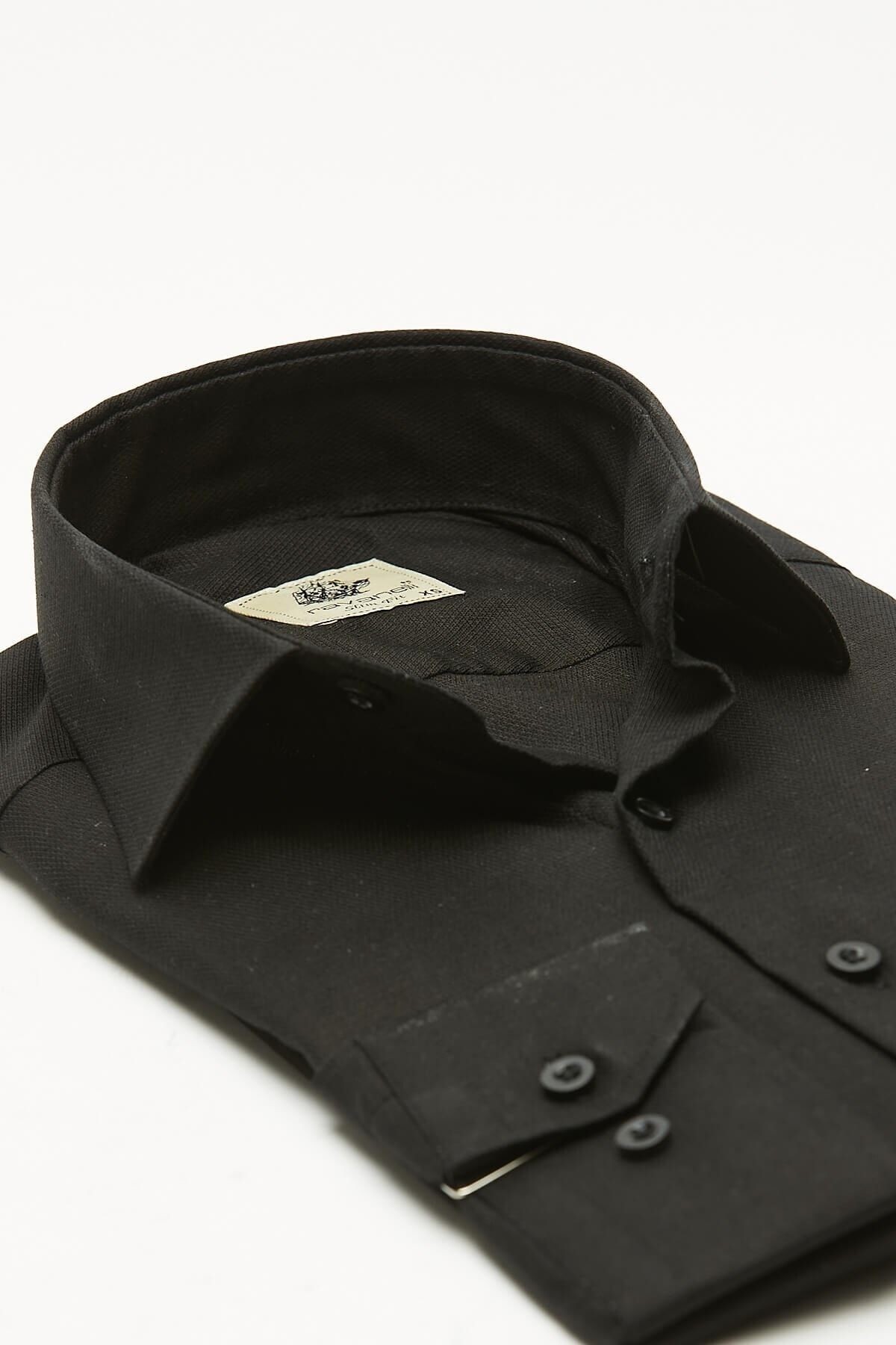 Siyah Extra Slim Fit Uzun Kol Gömlek
