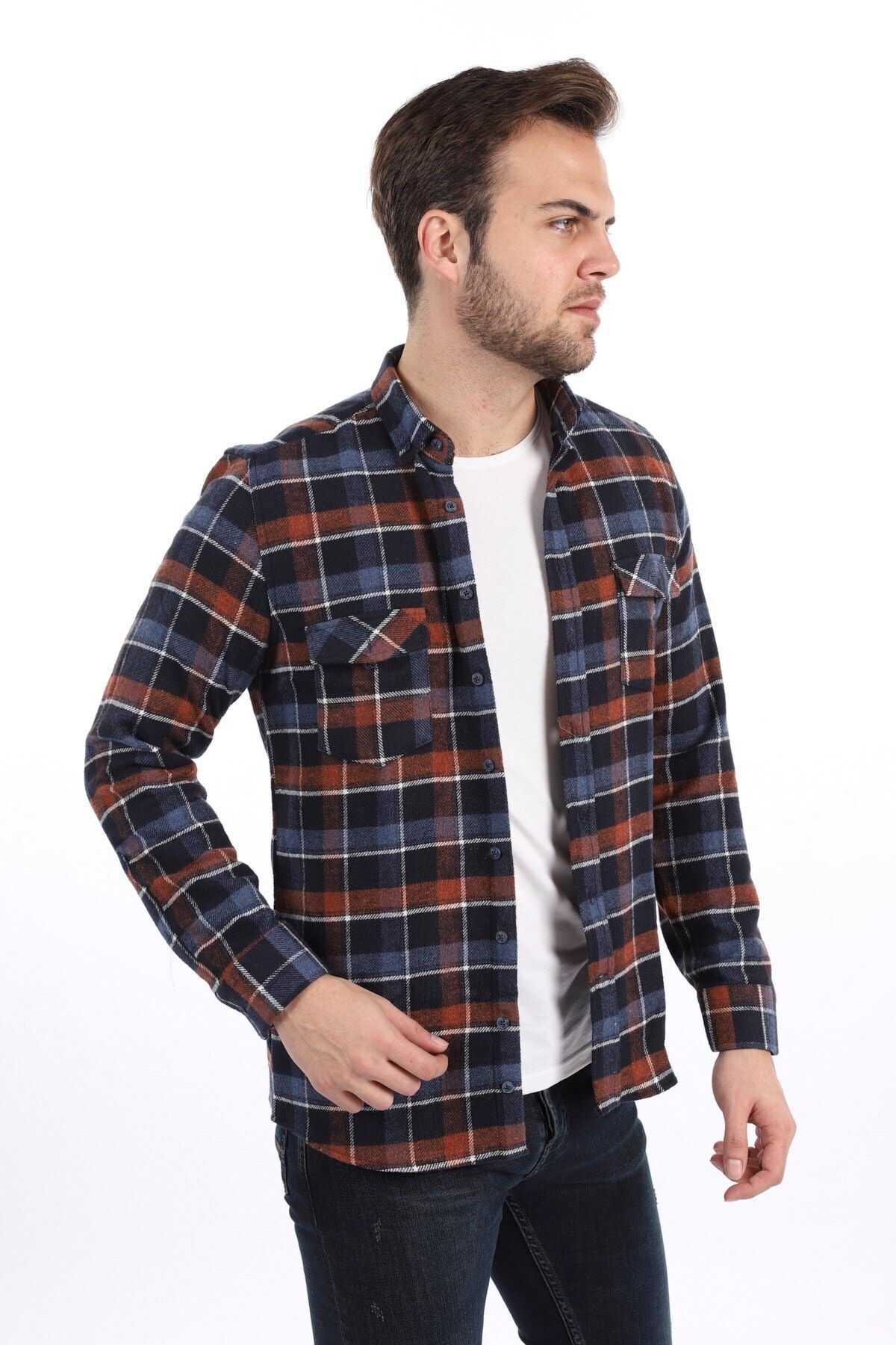 Kahverengi Slim Fit Oduncu Gömlek
