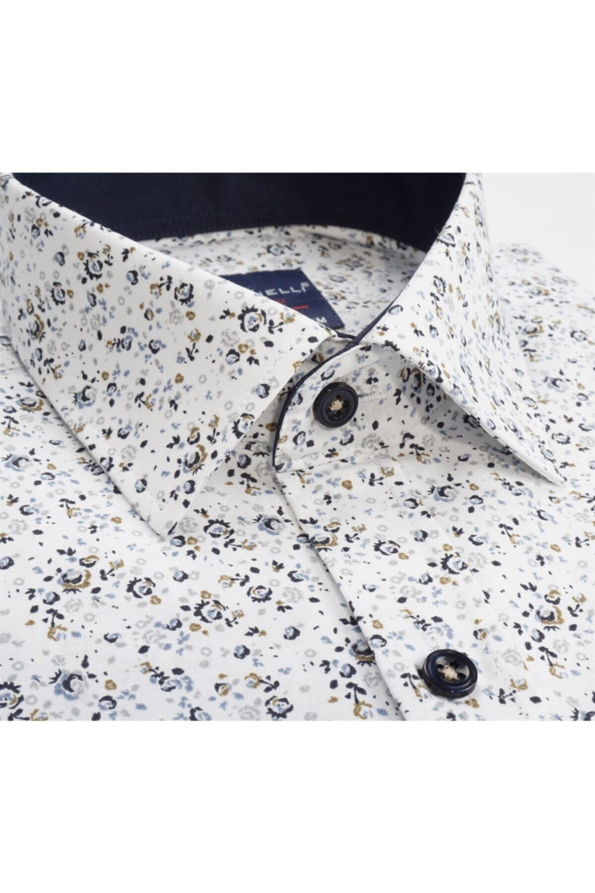 Erkek  Beyaz Slim Fit Baskılı Erkek Gömlek