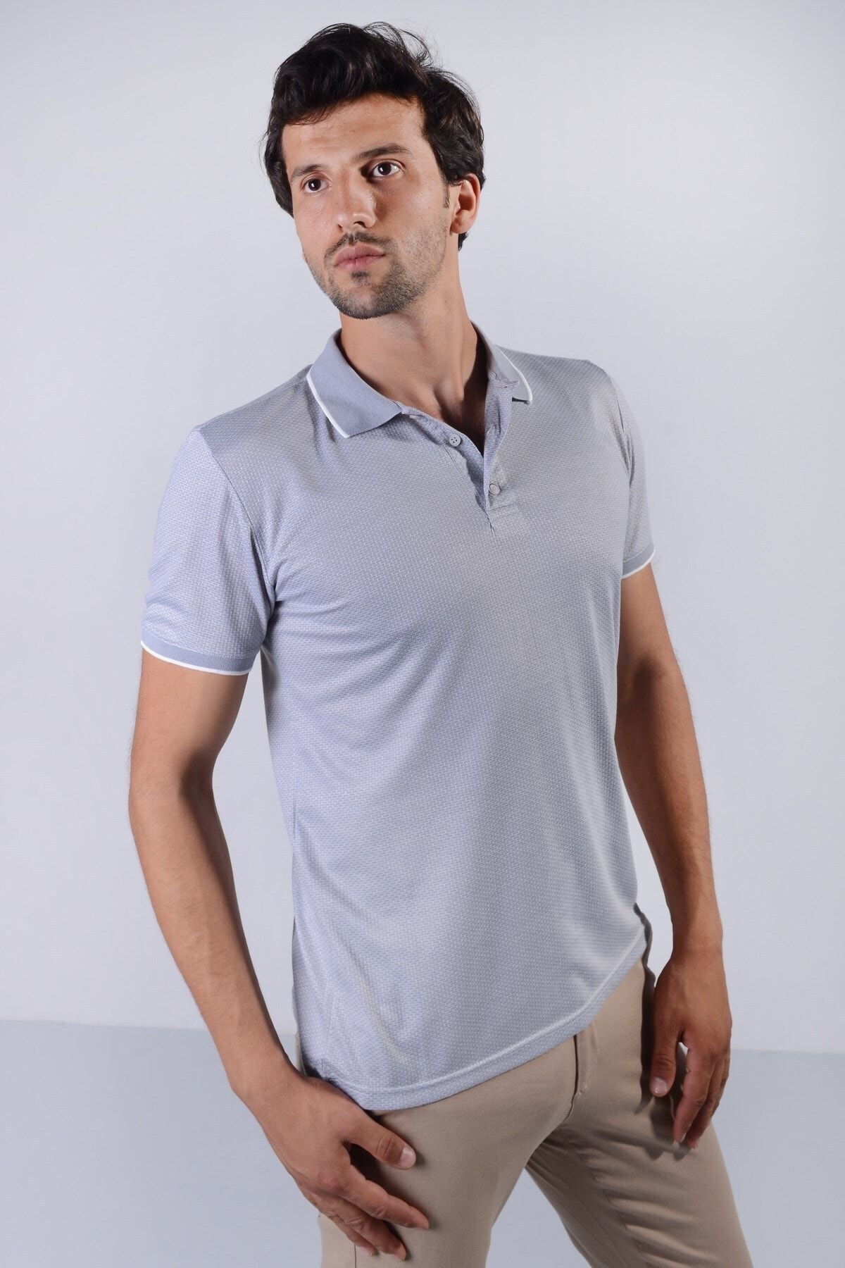 Erkek Gri Polo Yaka T-shirt