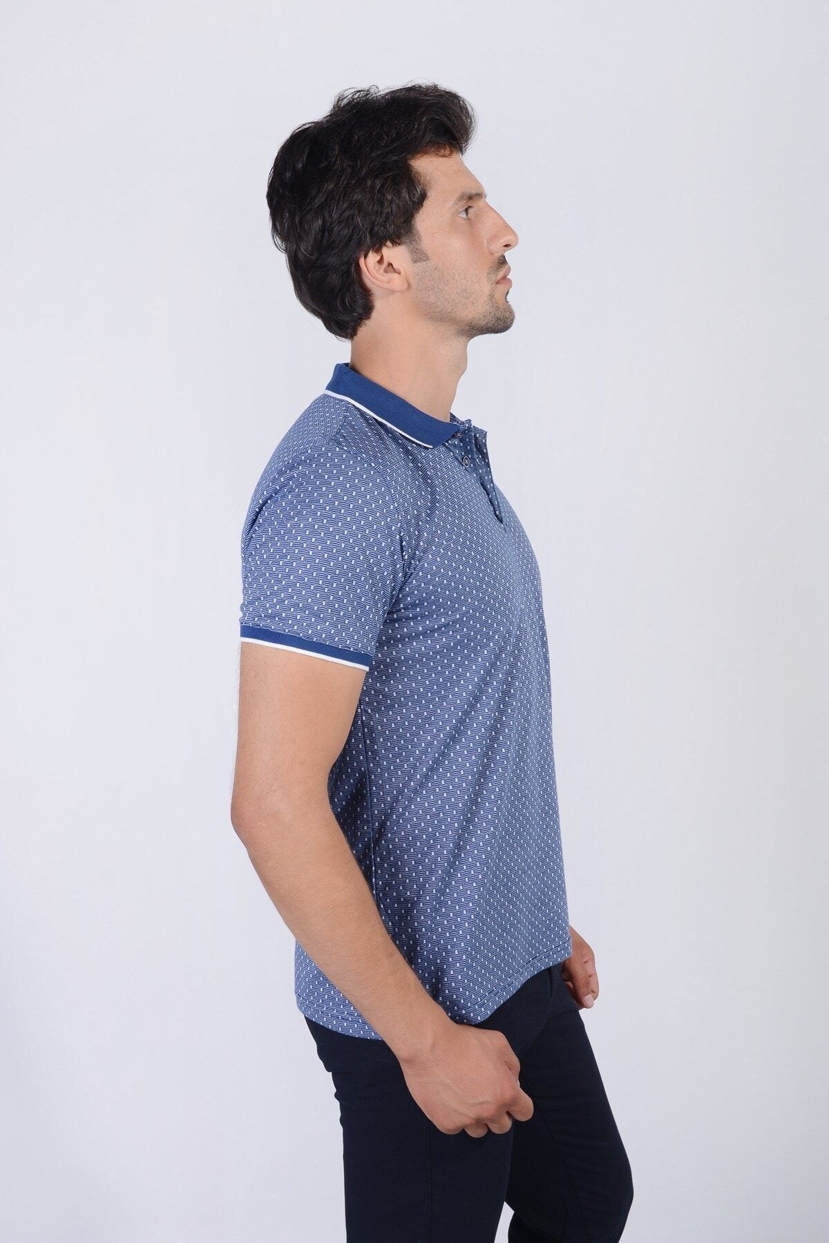 Erkek Mavi Polo Yaka T-shirt