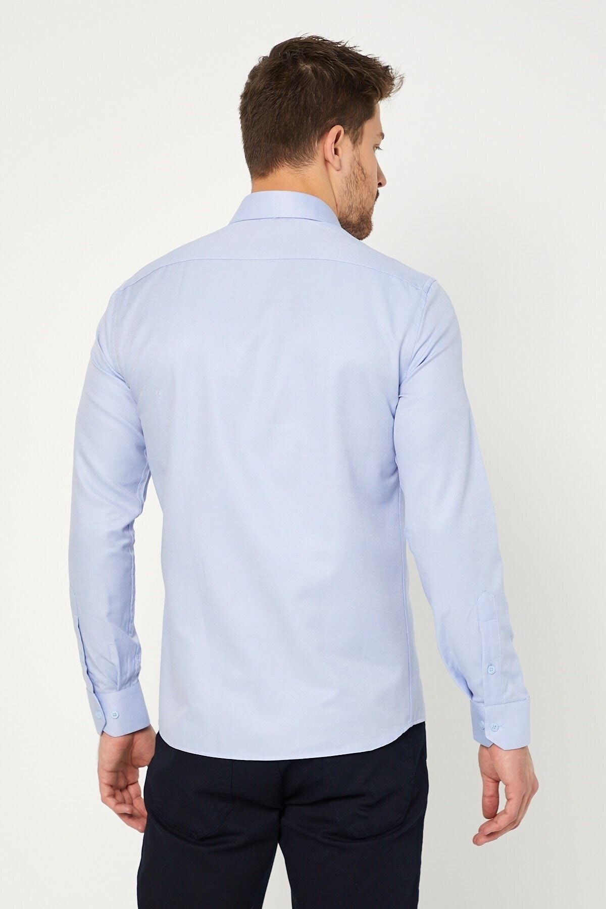 Mavi Slim Fit Uzun Kol Gömlek