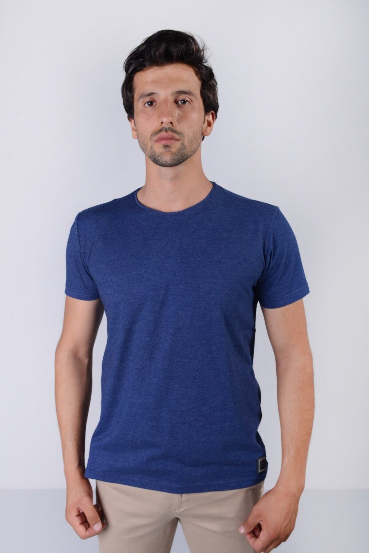 Erkek Mavi Basic Model  T-shirt