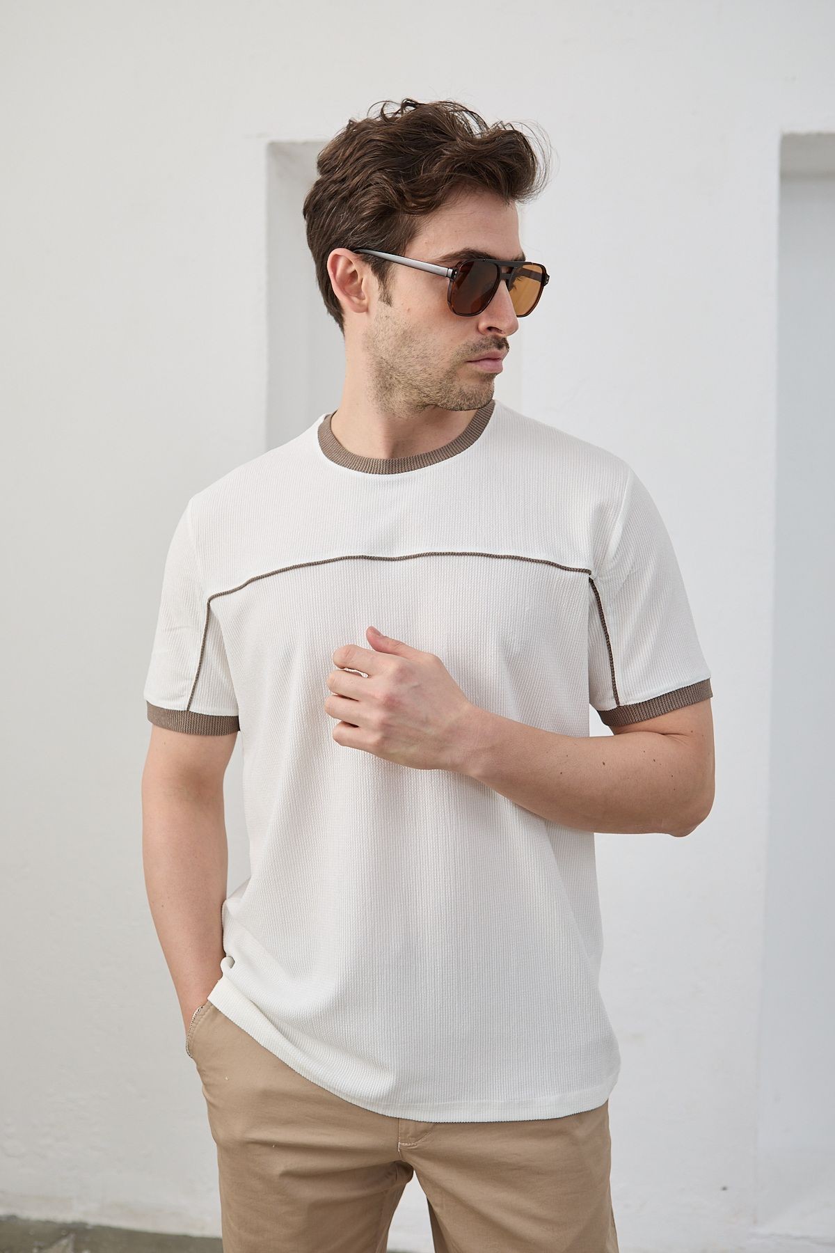 Erkek Pamuklu Yumuşak Dokulu Bisiklet Yaka T-Shirt