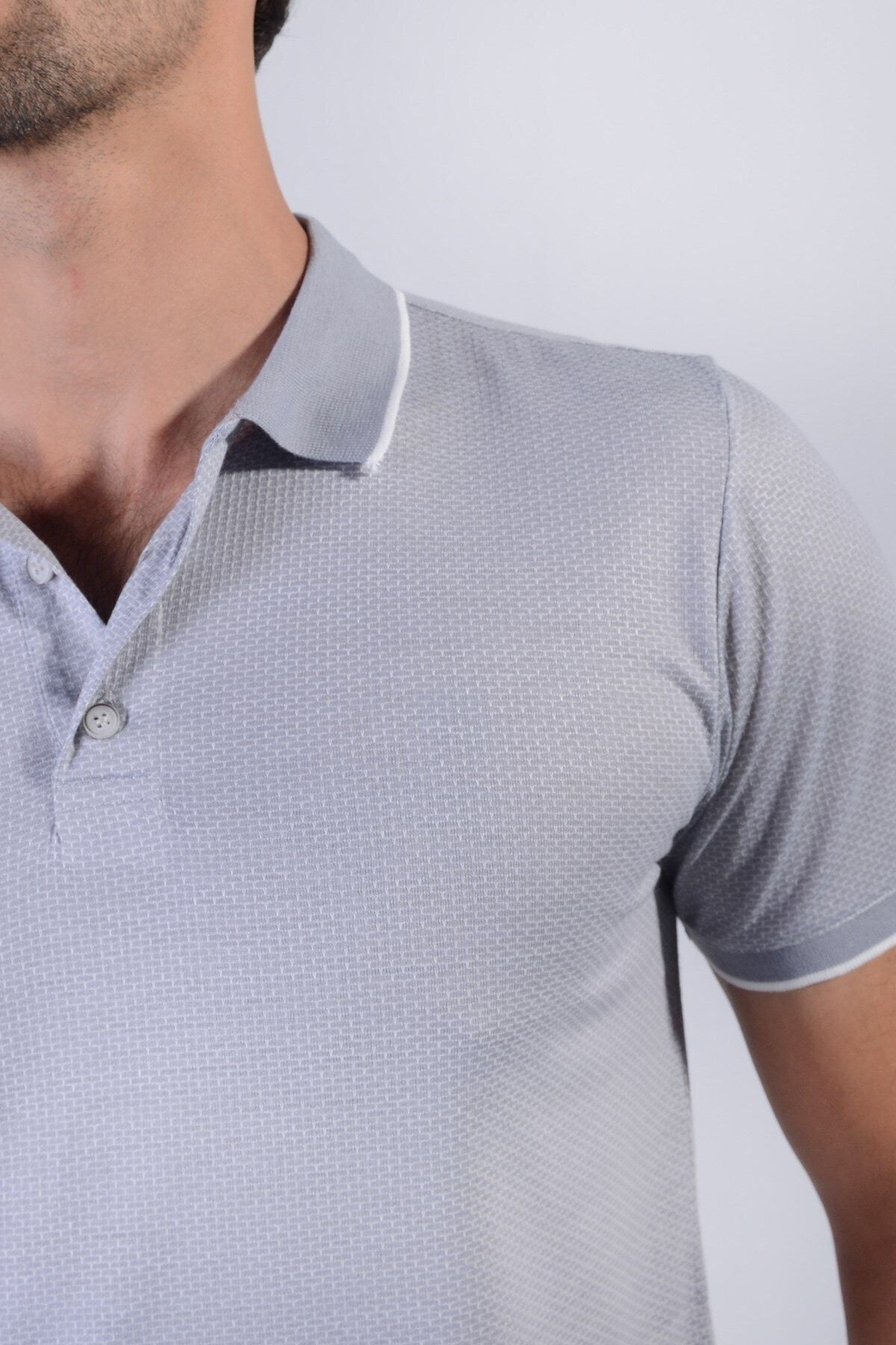 Erkek Gri Polo Yaka T-shirt