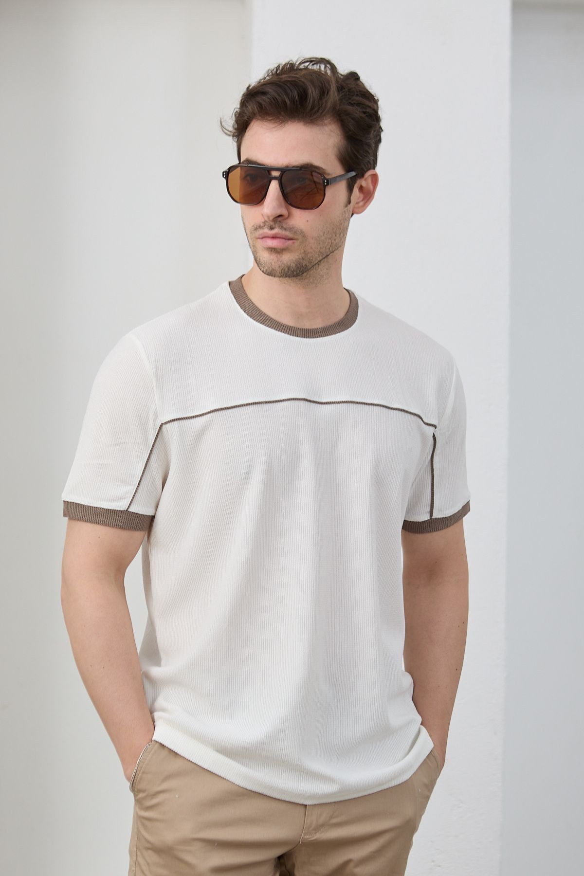 Erkek Pamuklu Yumuşak Dokulu Bisiklet Yaka T-Shirt