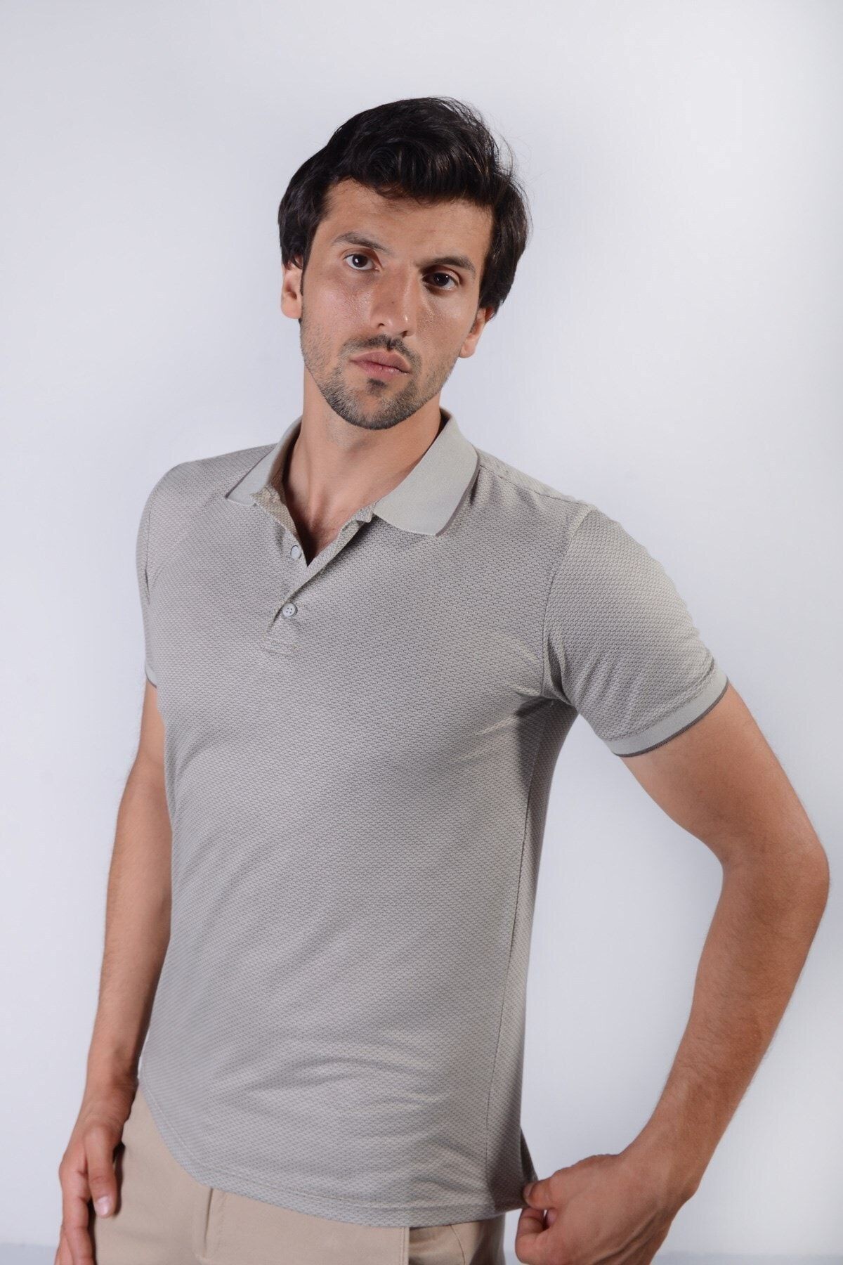 Erkek Gri Polo Yaka T-shirt