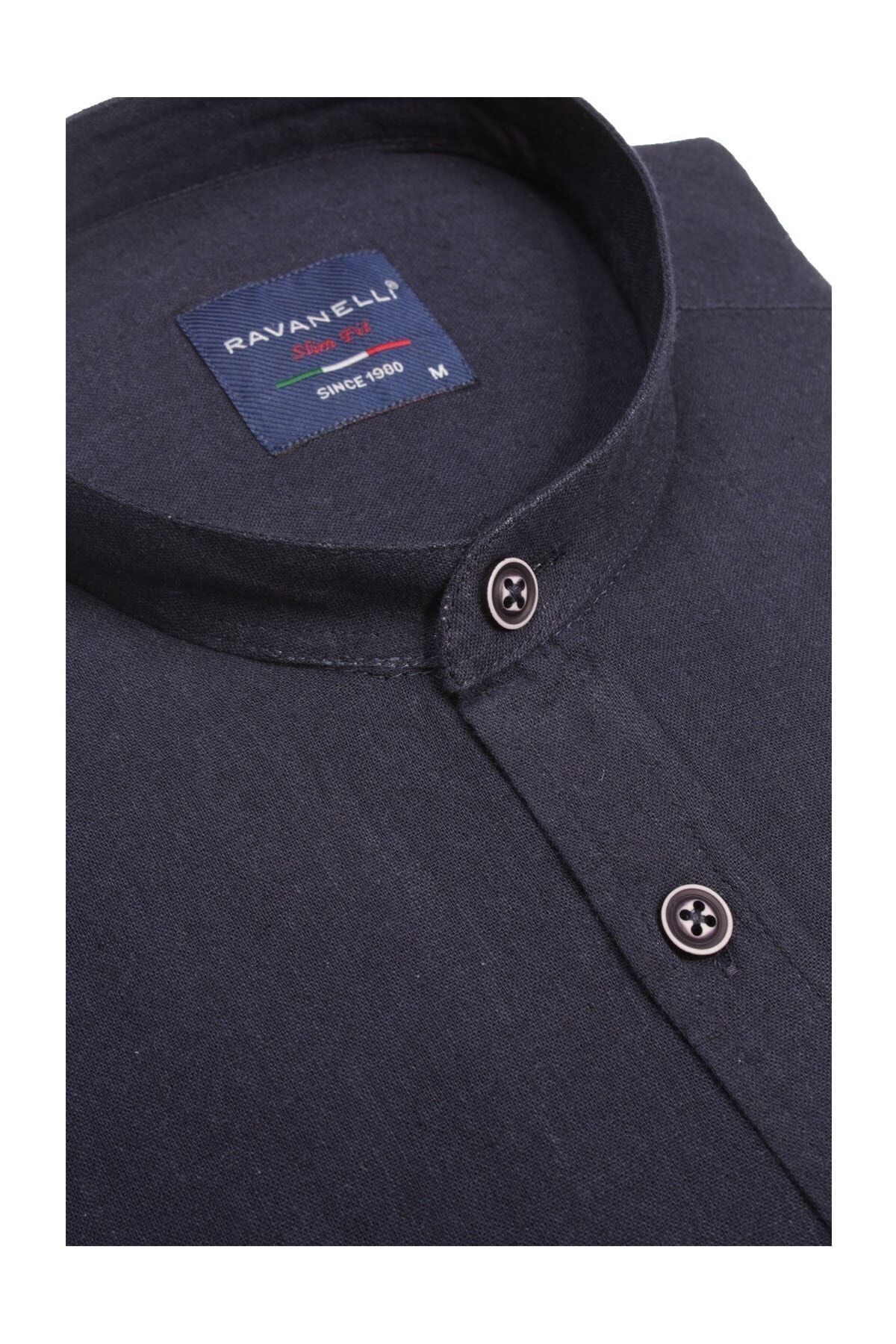 Slim Fit Keten Apoletli Erkek Gömlek