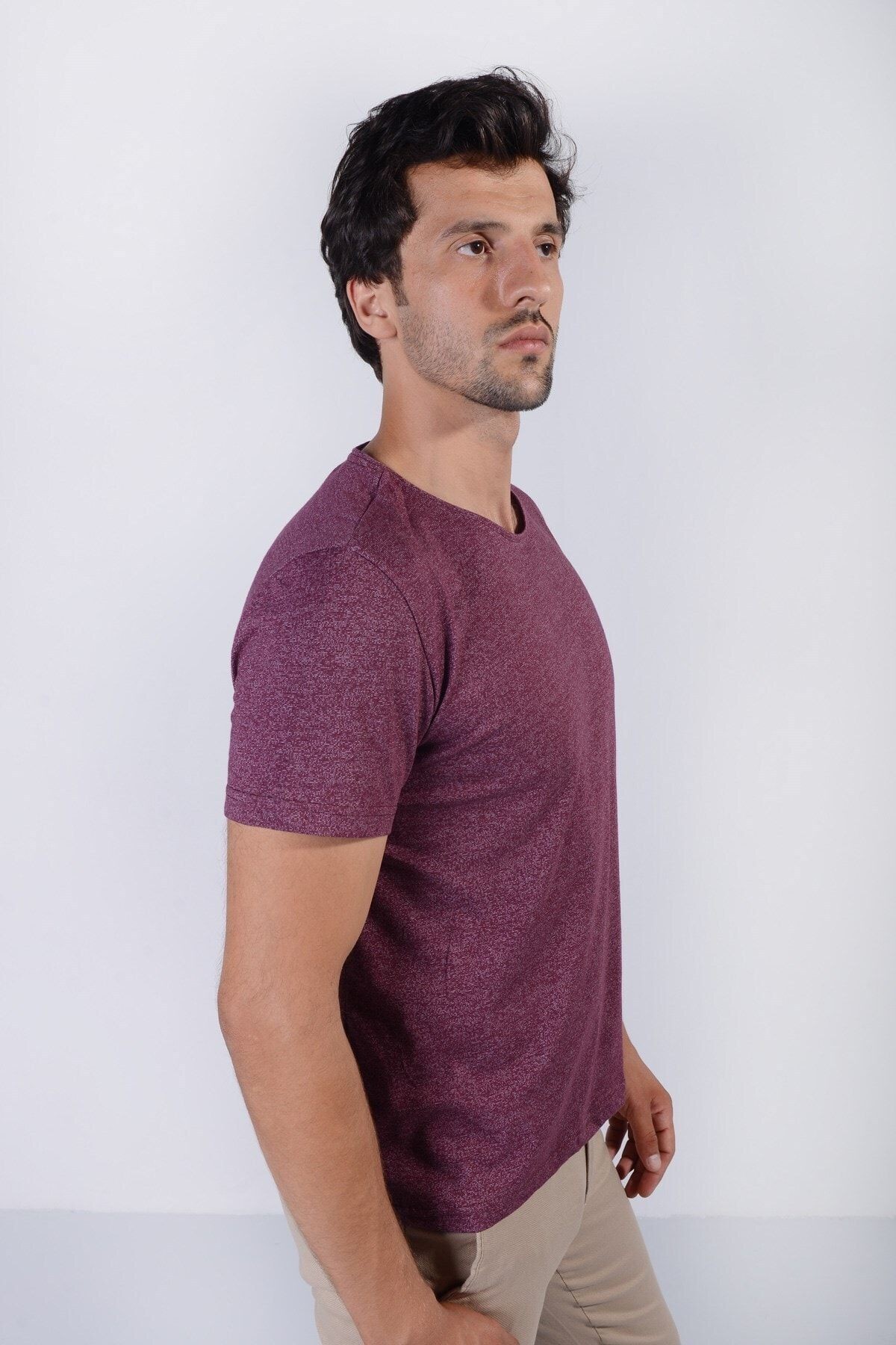 Erkek Bordo Basic Model Tişört