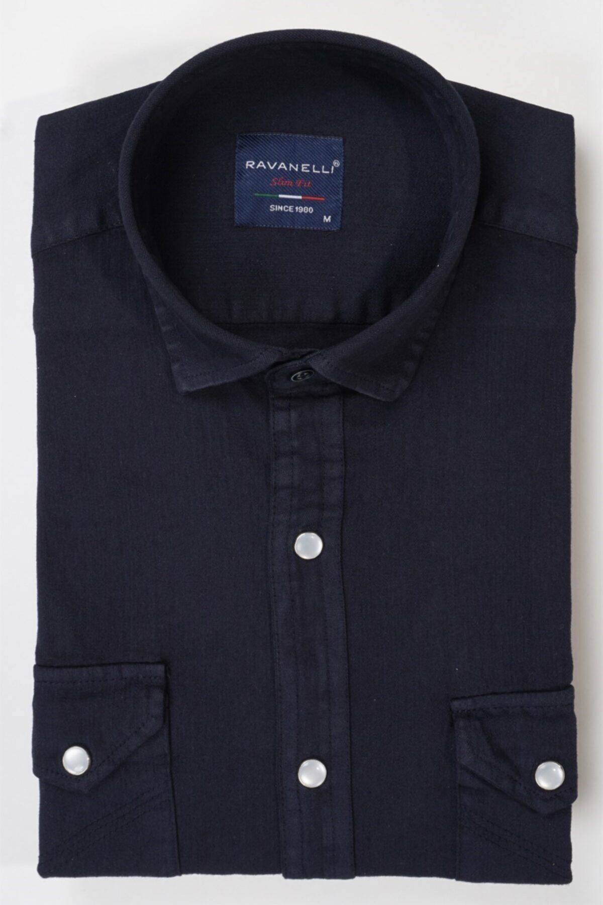Erkek Lacivert Slim Fit Gabardin Açmalı Çift Cep