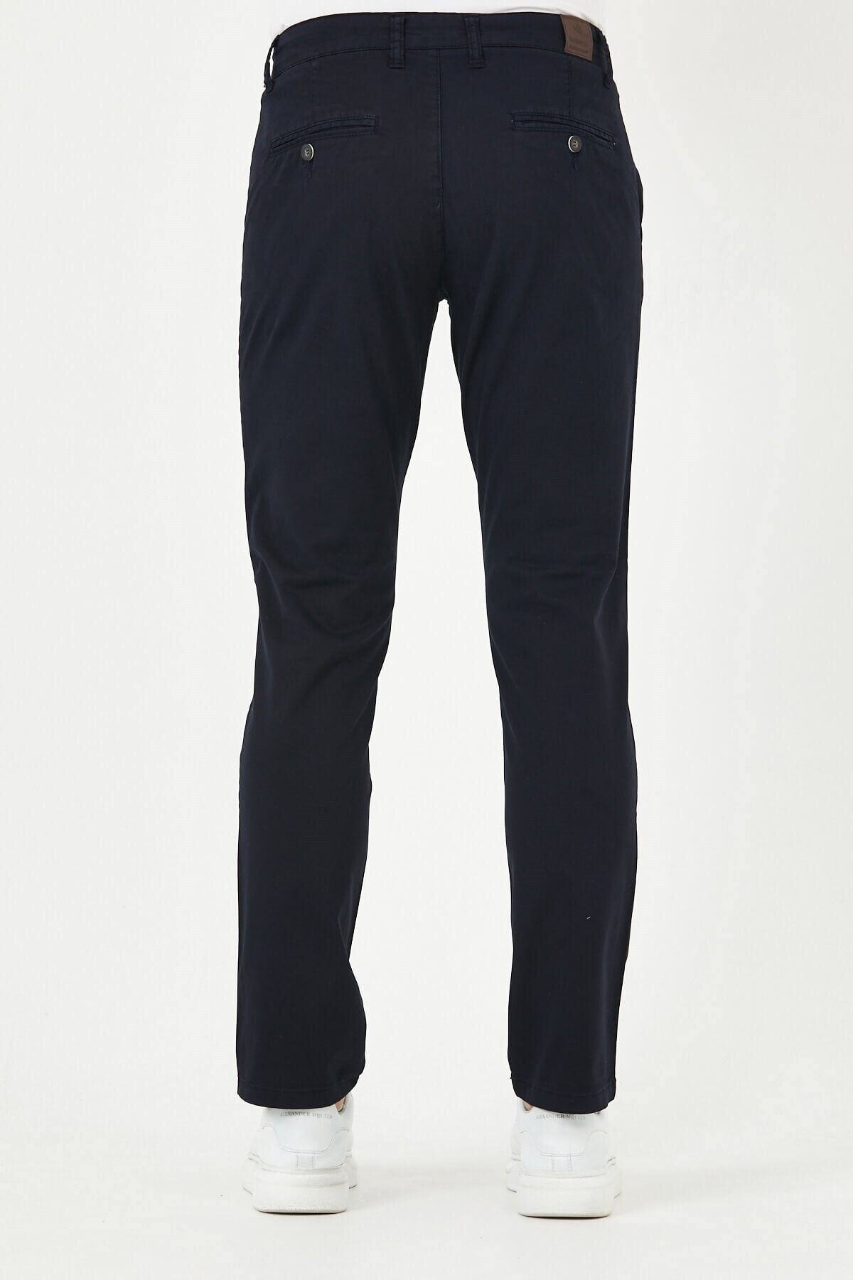 Lacivert Gabardin Chıno Yan Cepli Keten Regular Fit Pantolon