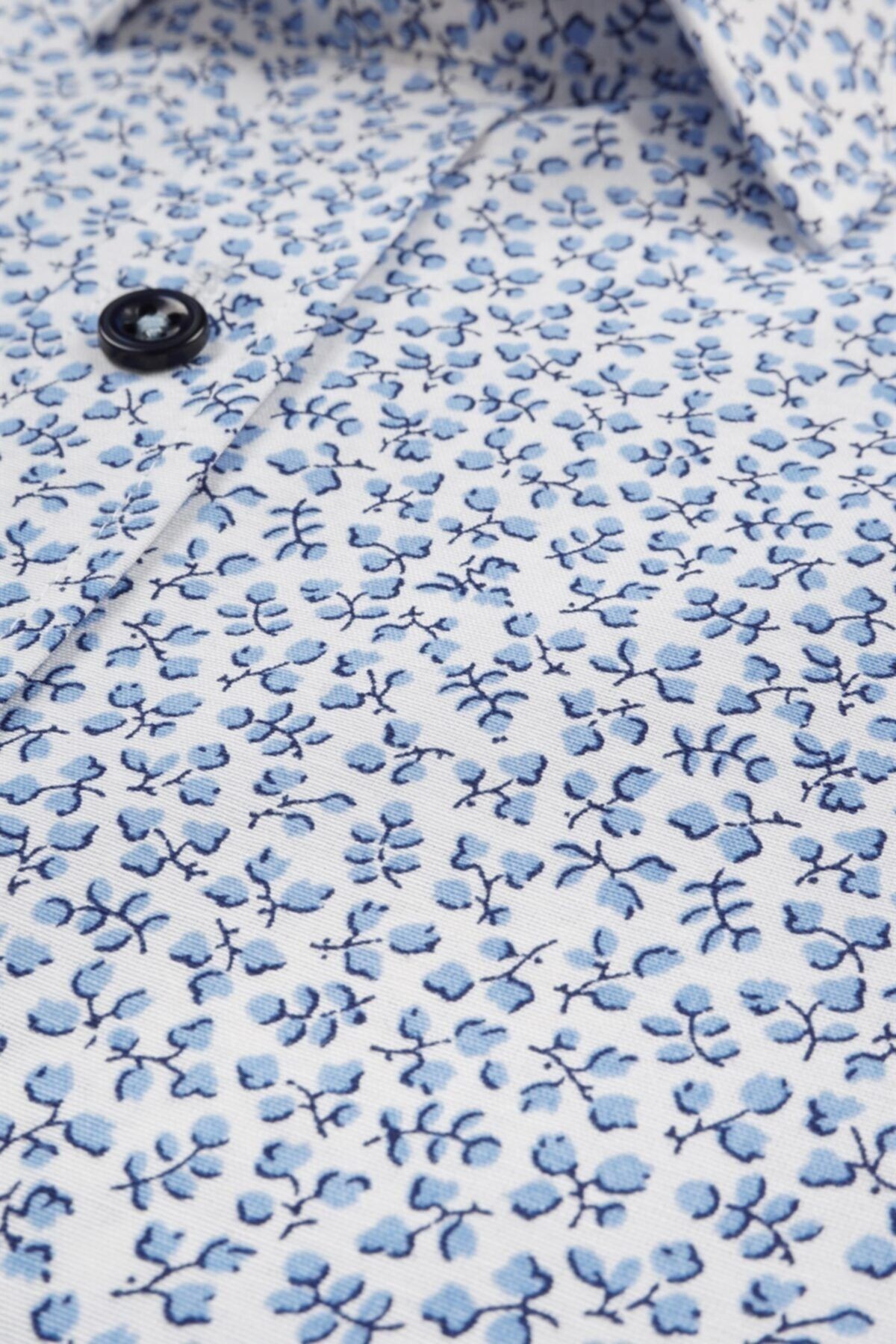 Erkek Mavi Slim Fit Baskılı Gömlek
