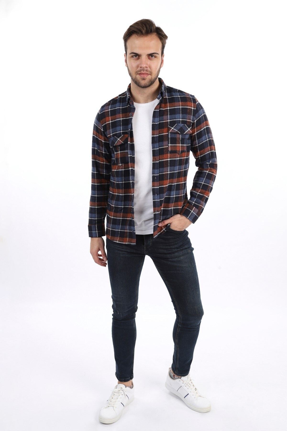 Kahverengi Slim Fit Oduncu Gömlek