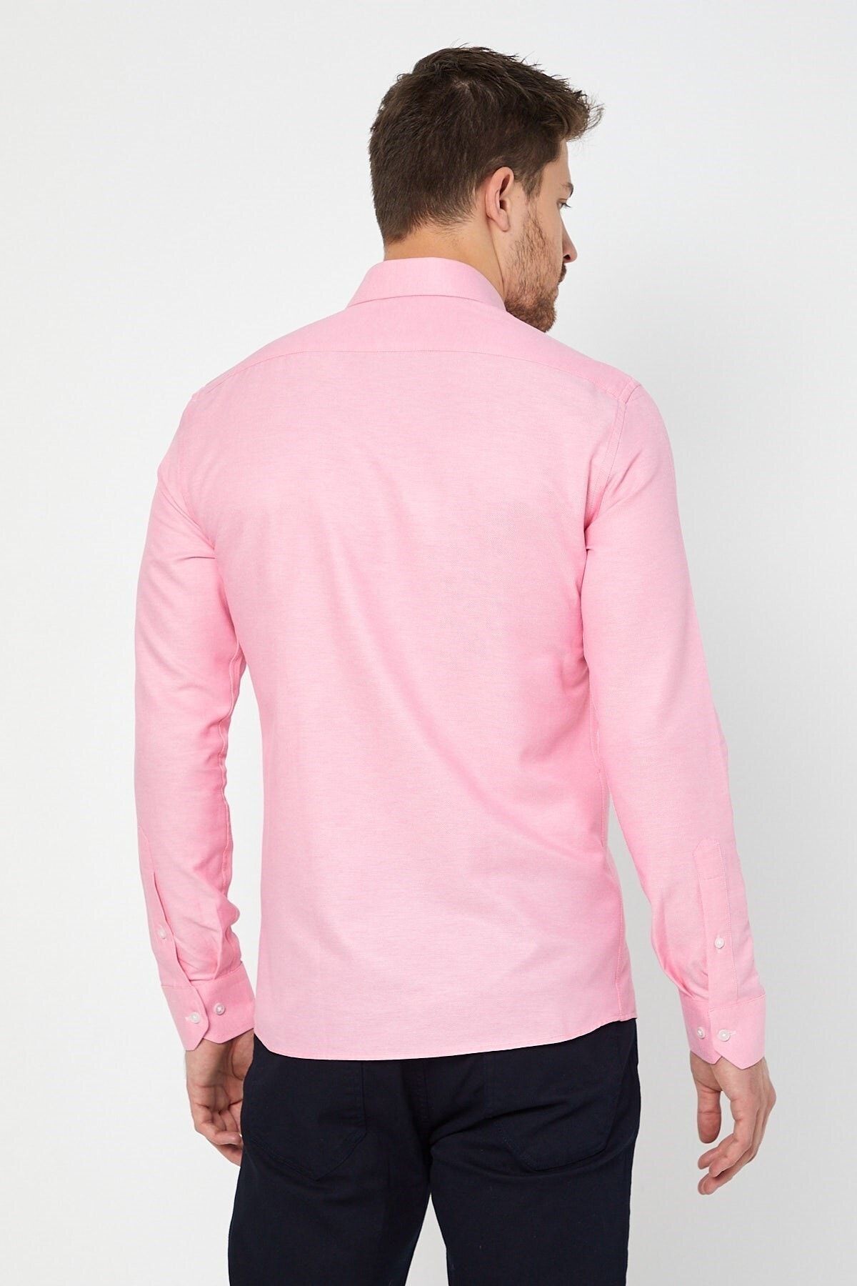 Pembe Slim Fit Uzun Kol Gömlek