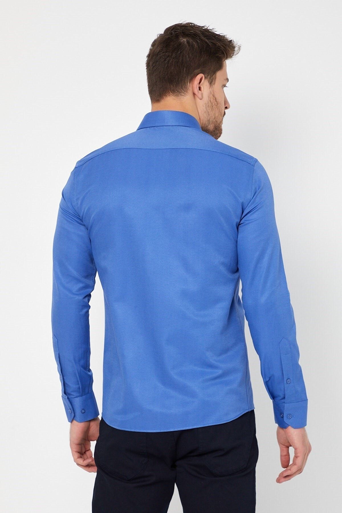 Mavi Slim Fit Uzun Kol Gömlek
