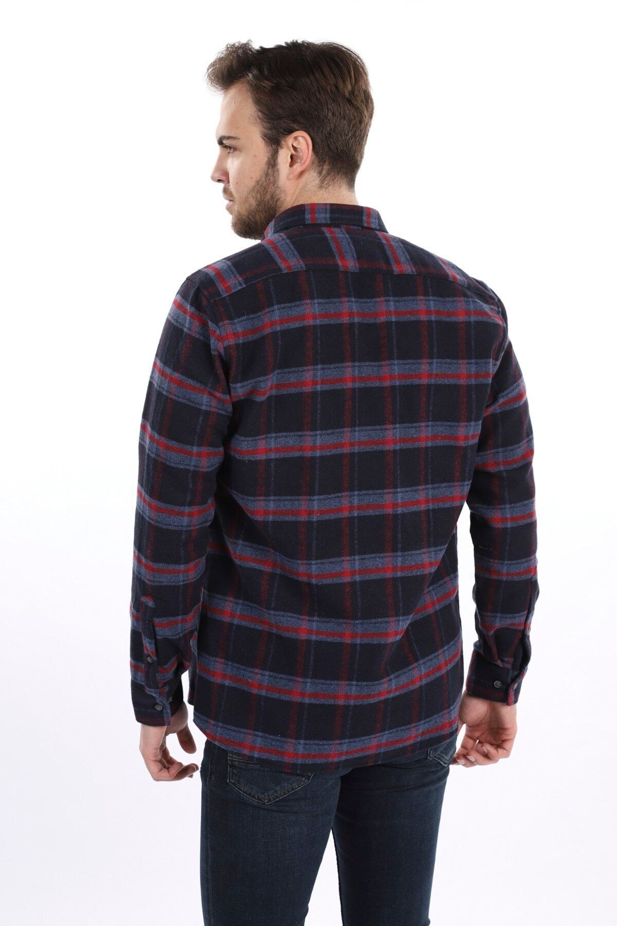 Lacivert Slim Fit Oduncu Gömlek