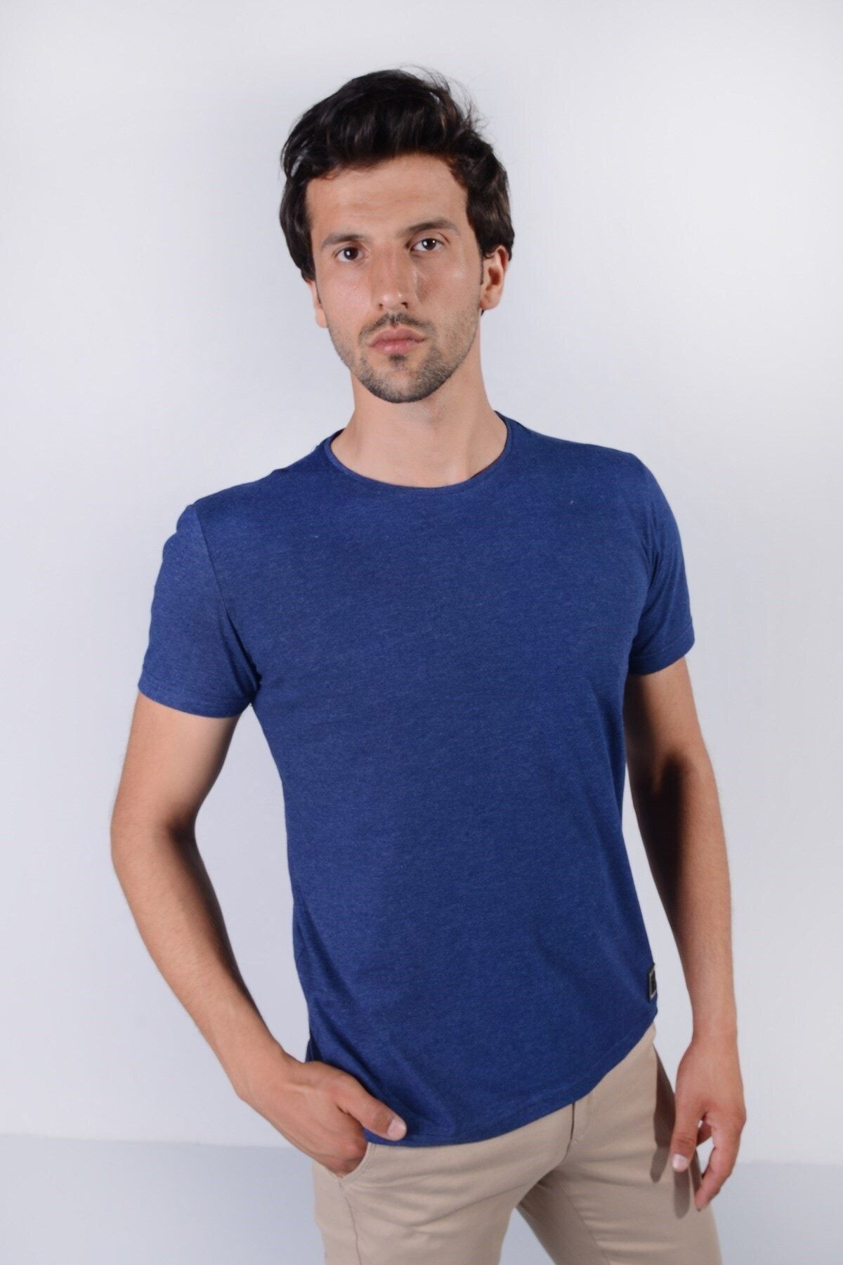 Erkek Mavi Basic Model  T-shirt
