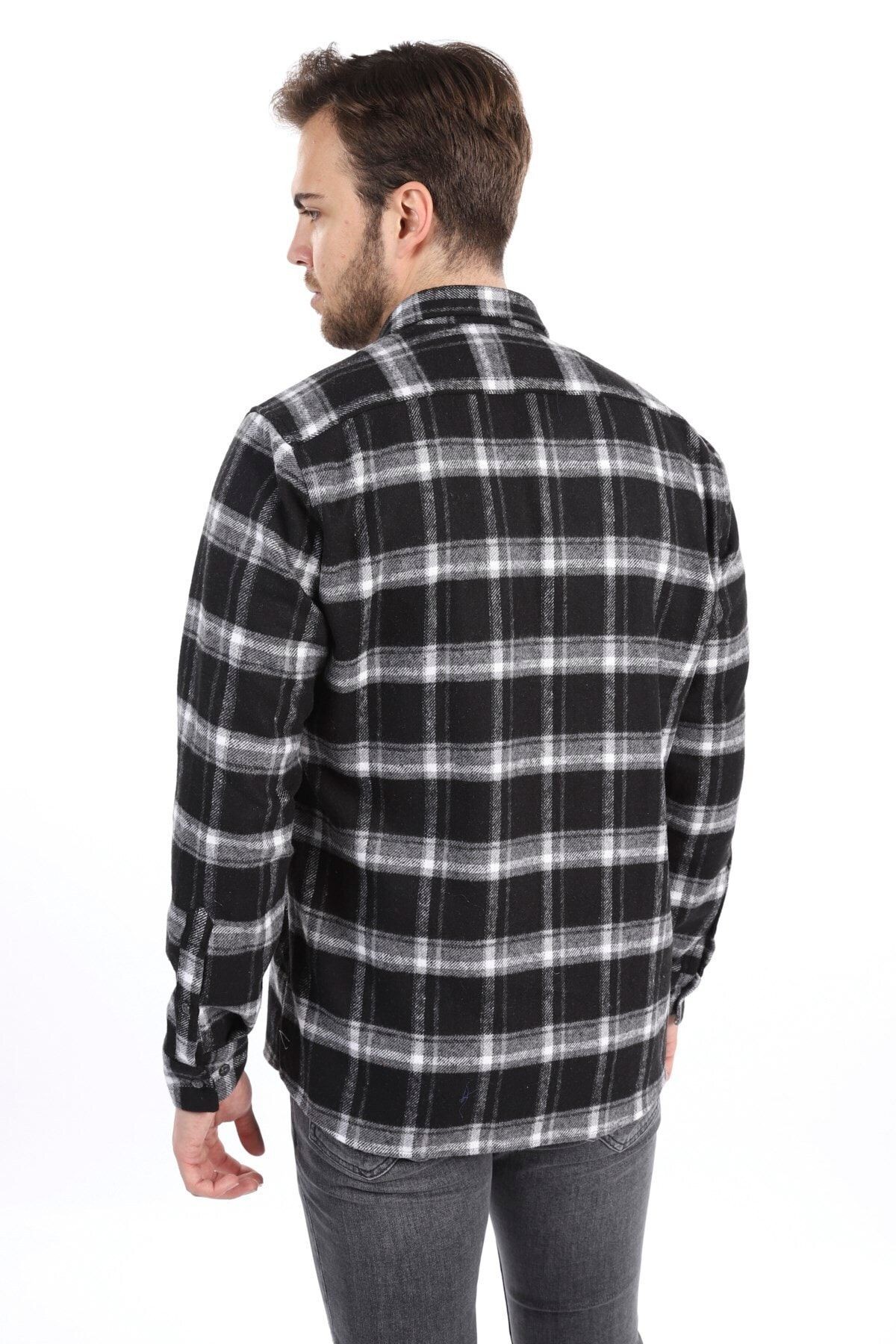 Siyah Slim Fit Oduncu Gömlek