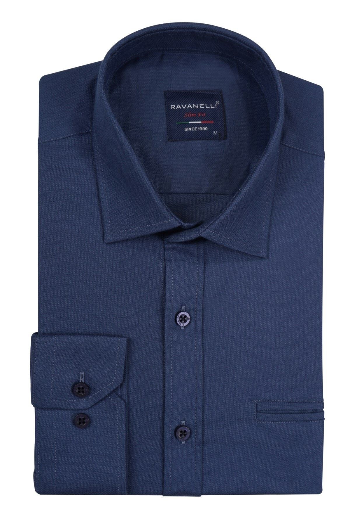 Slim Fit Oxford Likralı Erkek Gömlek