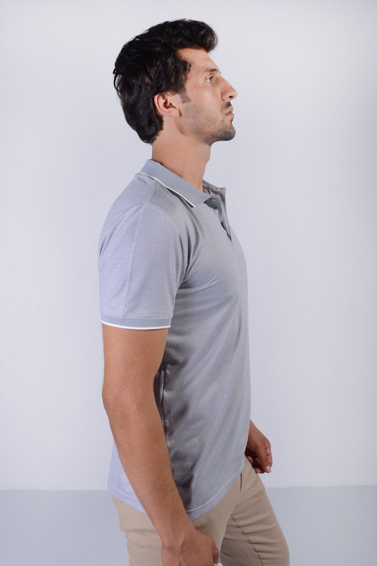 Erkek Gri Polo Yaka T-shirt