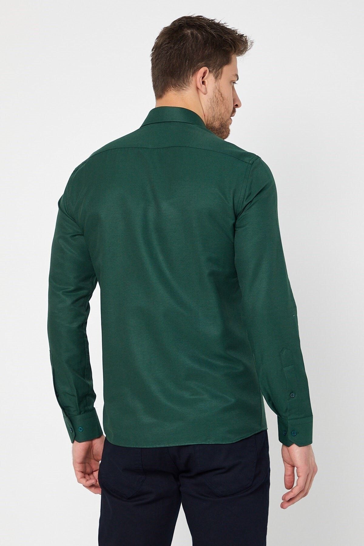 Yeşil Slim Fit Uzun Kol Gömlek