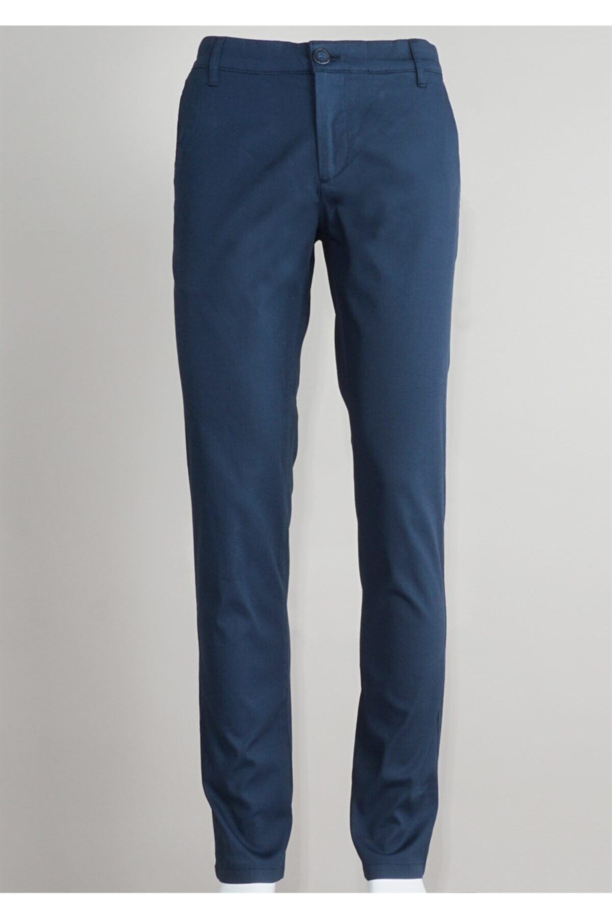 Erkek Mavi Regular Fıt Gabardin Pantolon