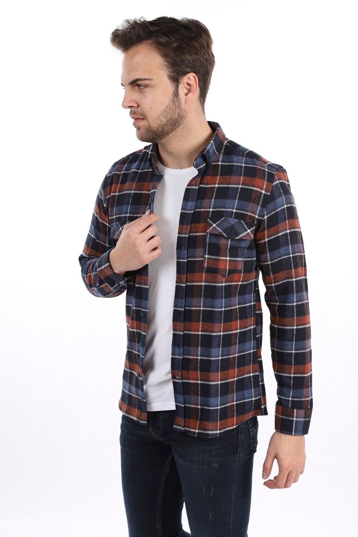 Kahverengi Slim Fit Oduncu Gömlek
