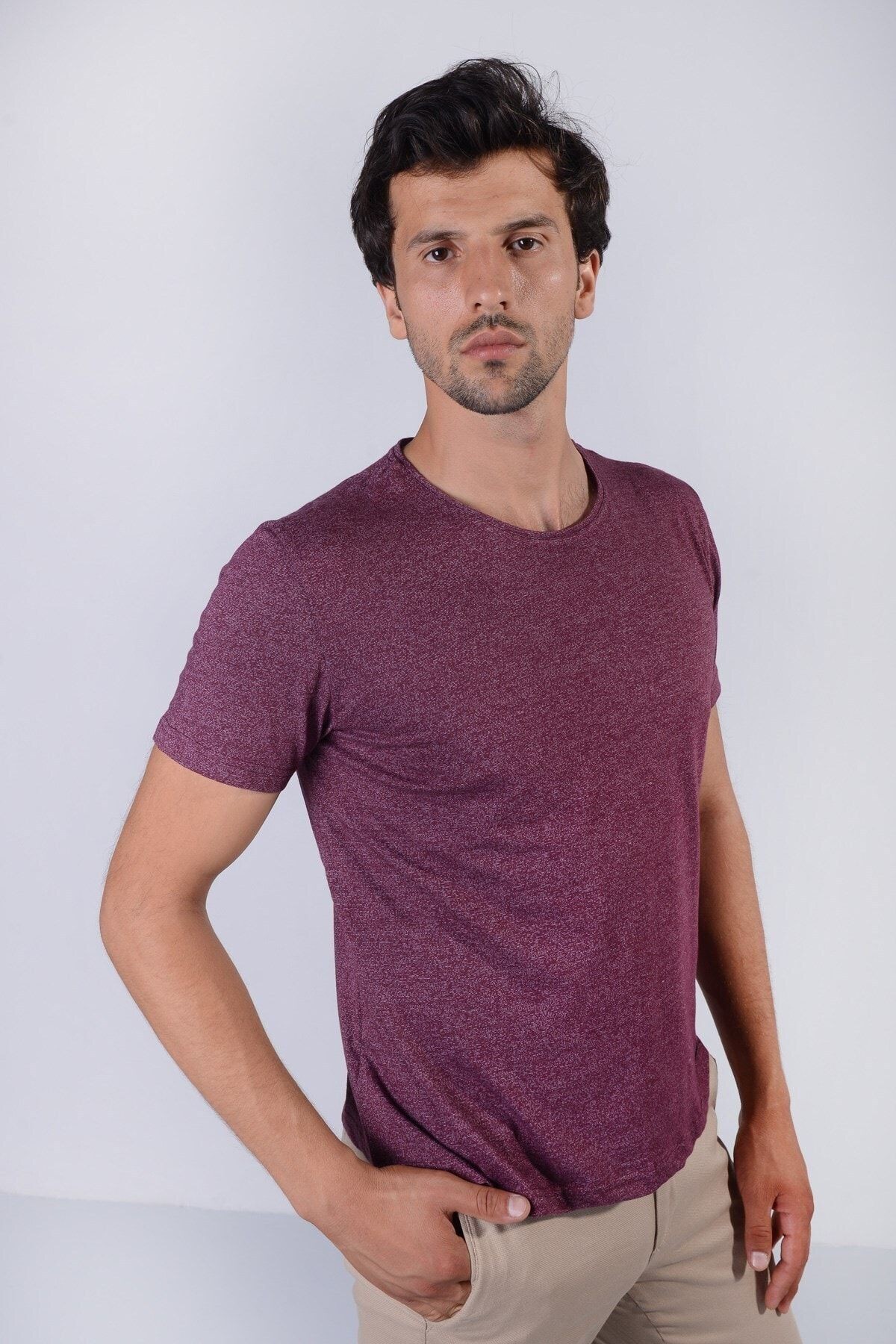 Erkek Bordo Basic Model Tişört