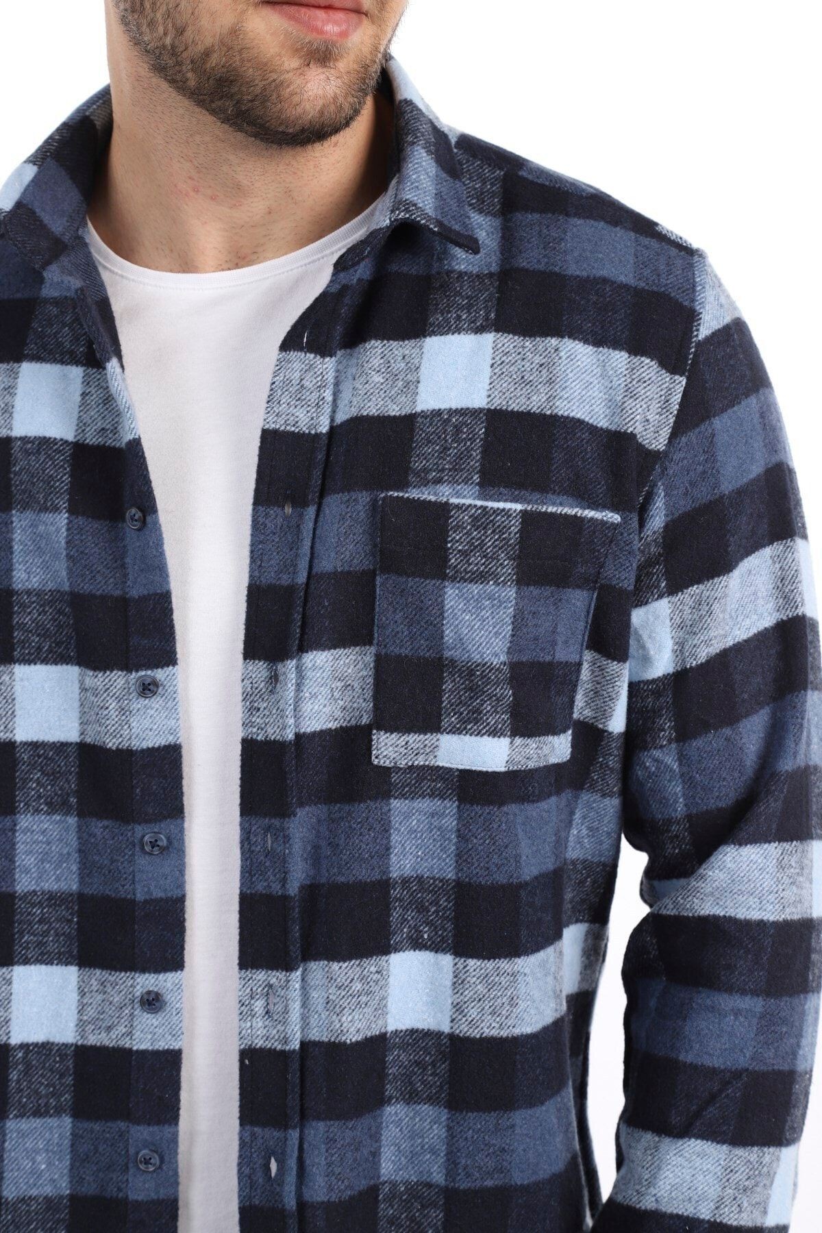 Mavi Slim Fit Oduncu Gömlek