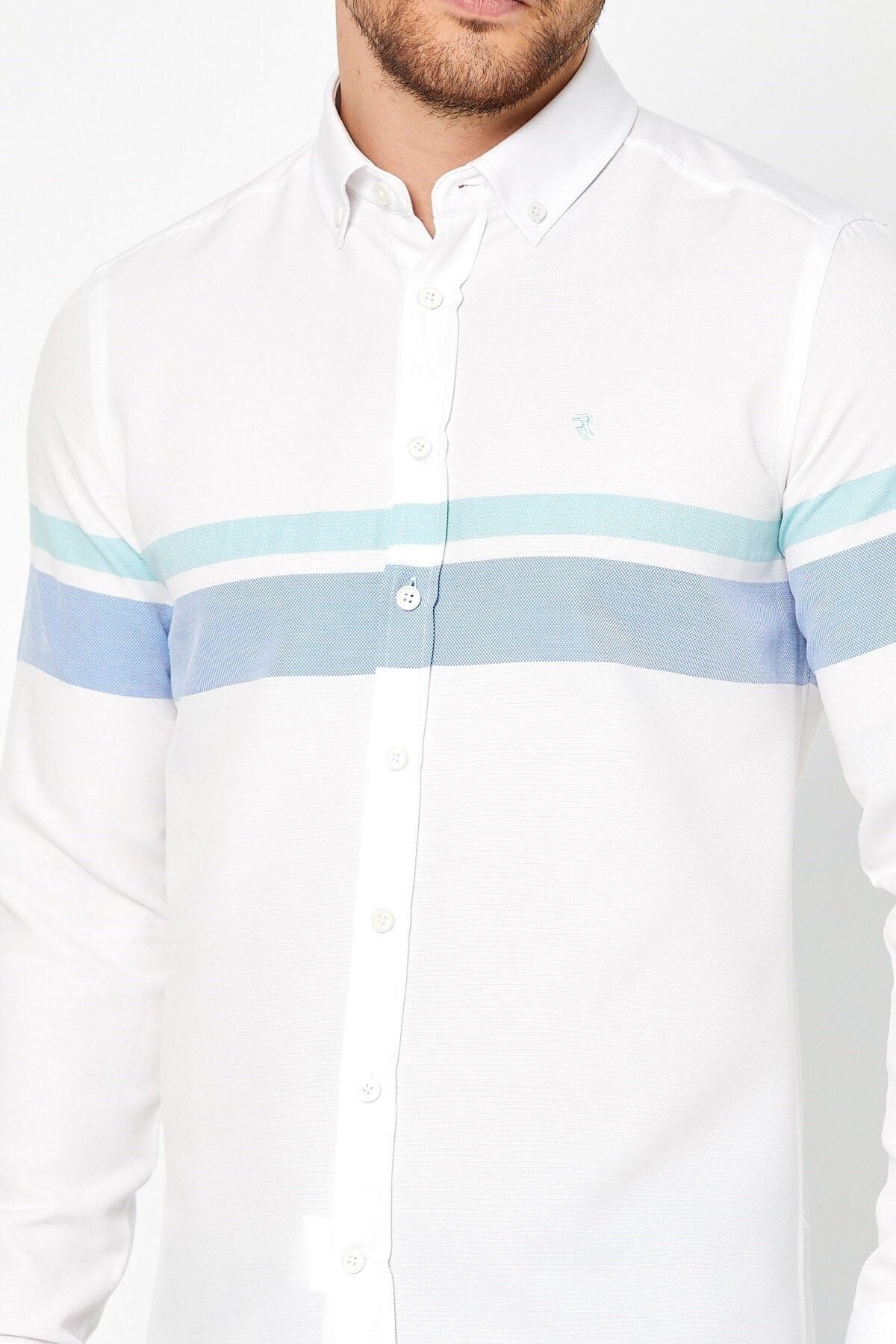 Mavi Panolo Beyaz Slim Fit Uzun Kol Gömlek