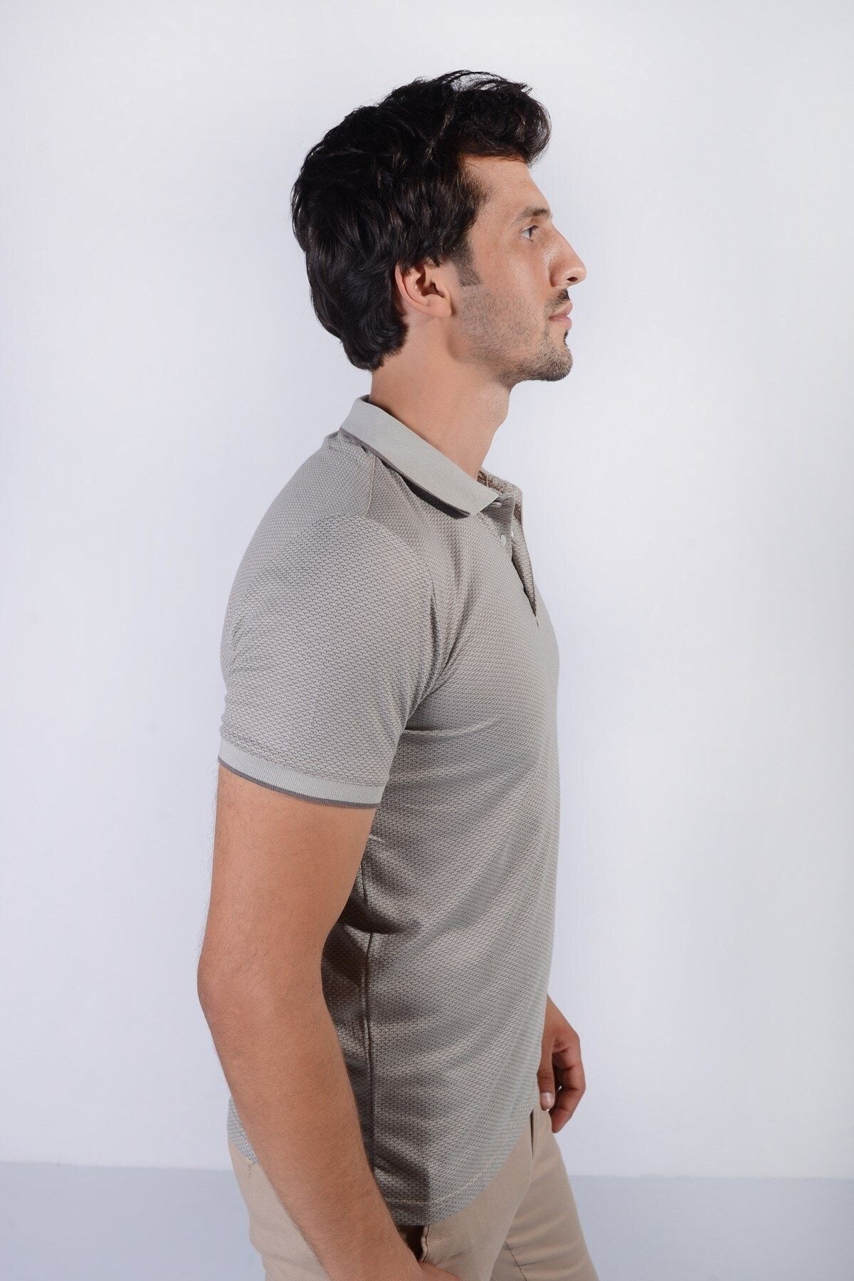 Erkek Gri Polo Yaka T-shirt