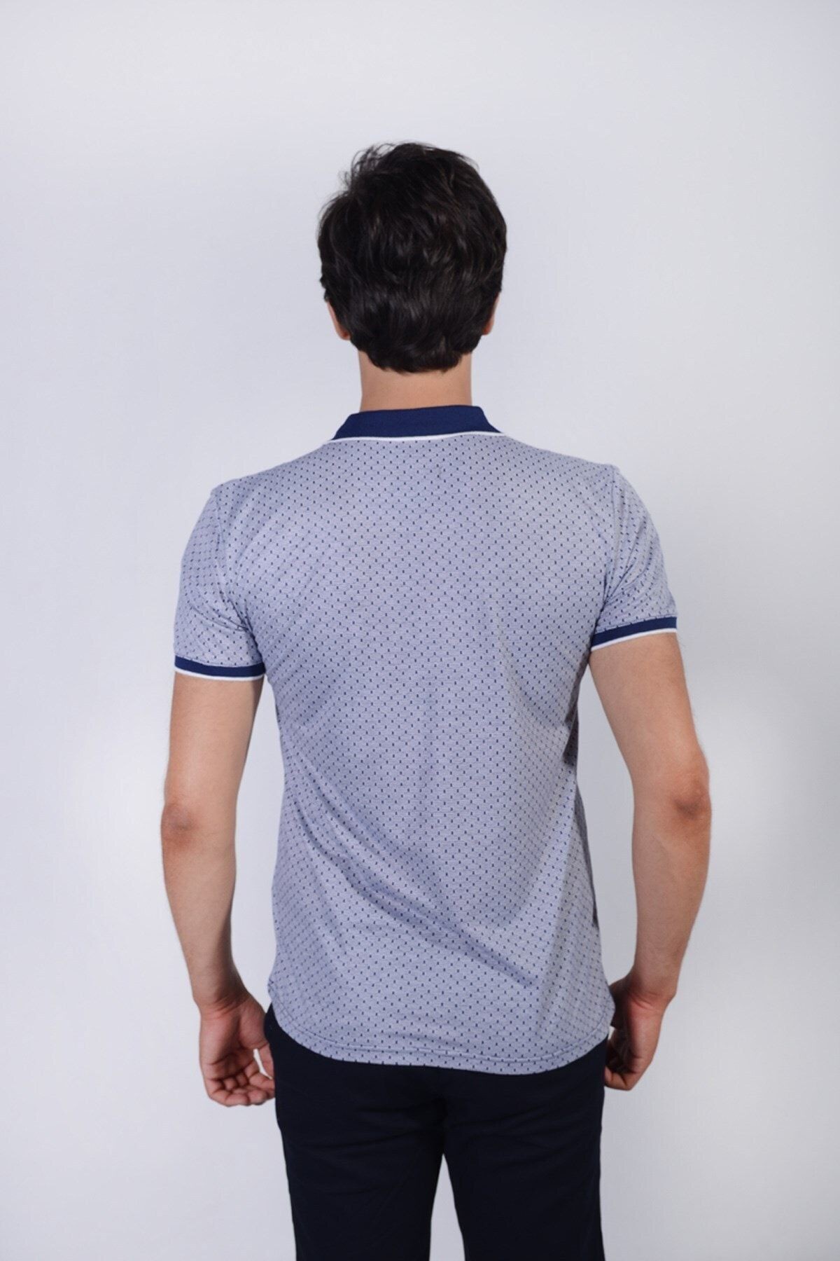 Erkek Mavi Polo Yaka Regular Fit T-Shirt