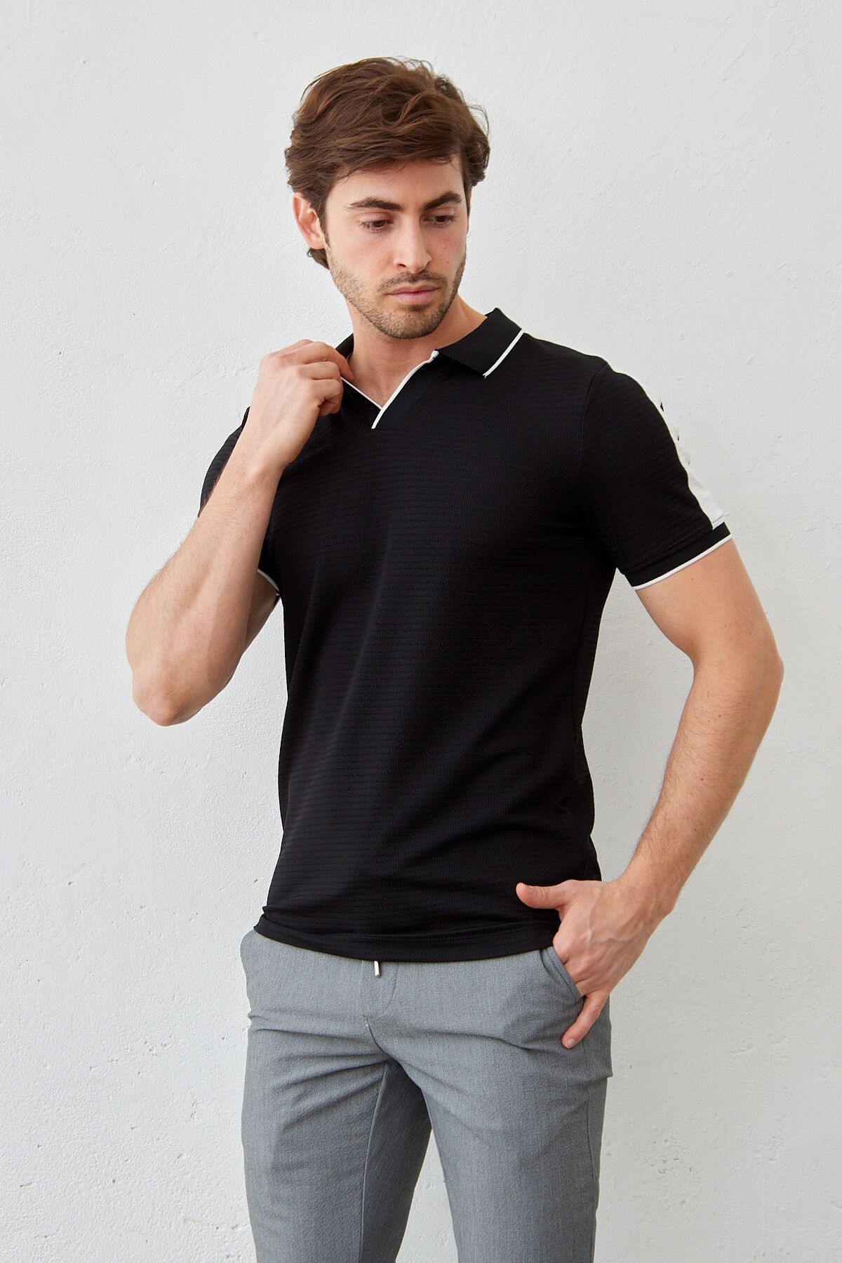 Erkek Modern Slim Fit Polo Yaka T-shirt