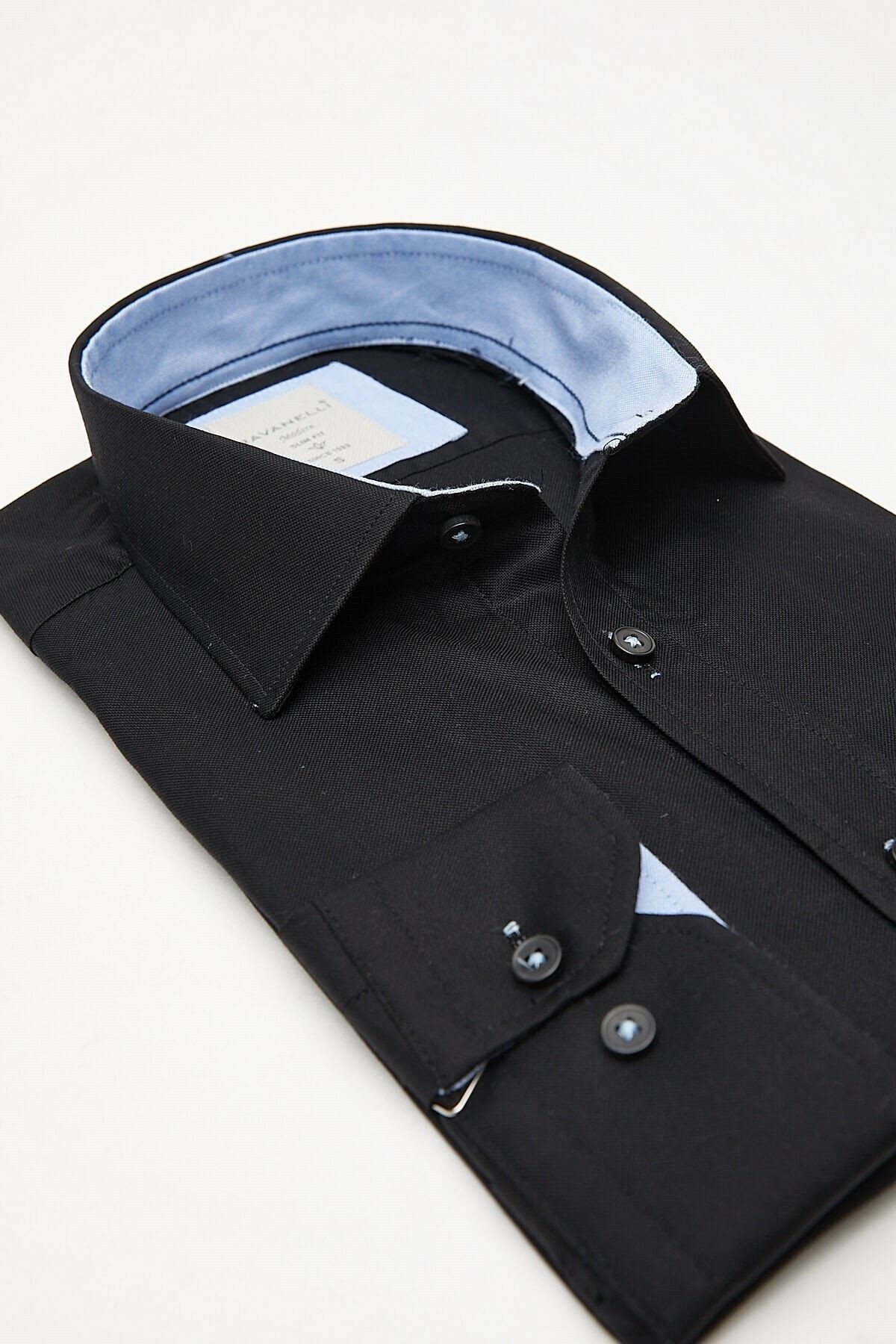 Siyah Pamuklu Slim Fit Uzun Kol Gömlek