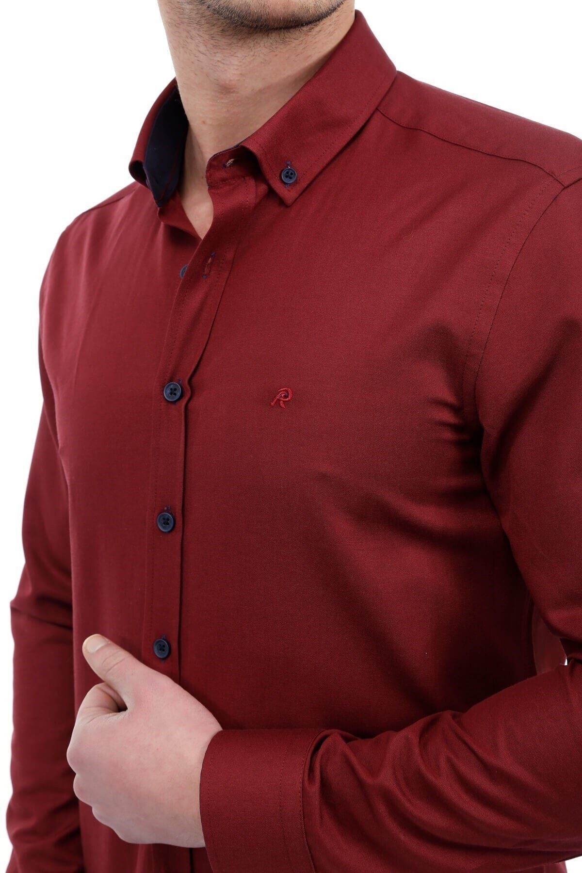 Bordo Slim Fit Gömlek