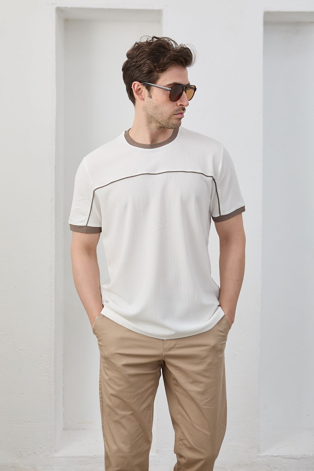Erkek Pamuklu Yumuşak Dokulu Bisiklet Yaka T-Shirt