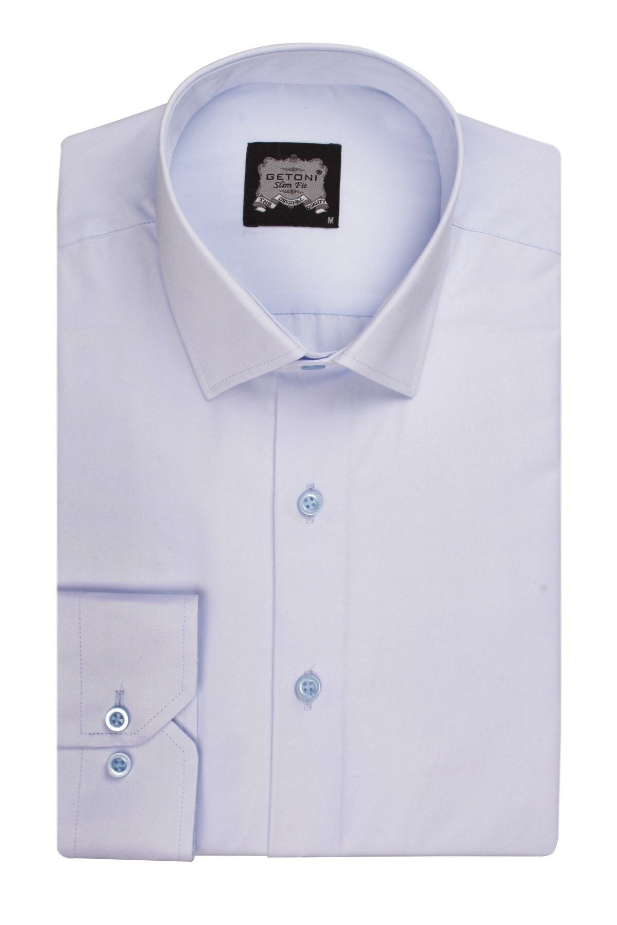Erkek Mavi Slim Fit Armürlü Gömlek