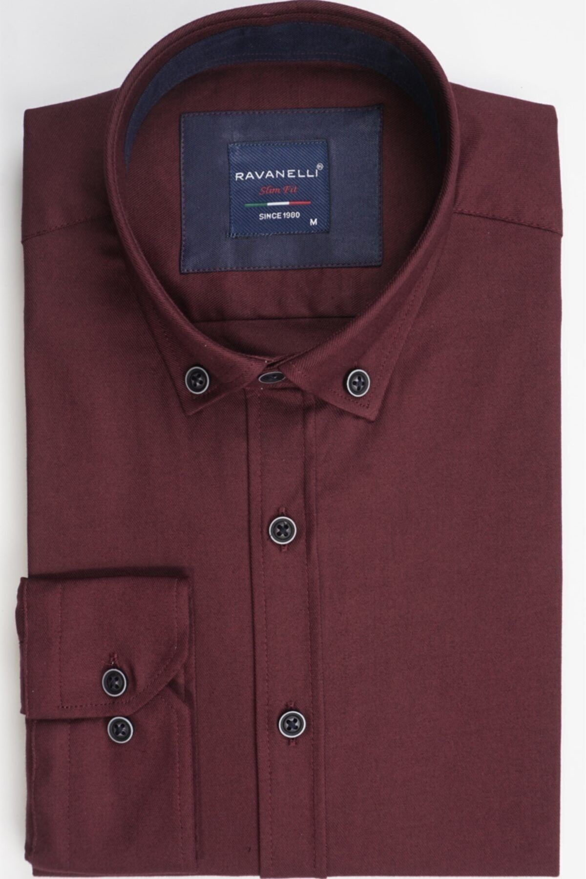 Erkek Bordo Süper Slim Gabardin Likralı Erkek Gömlek