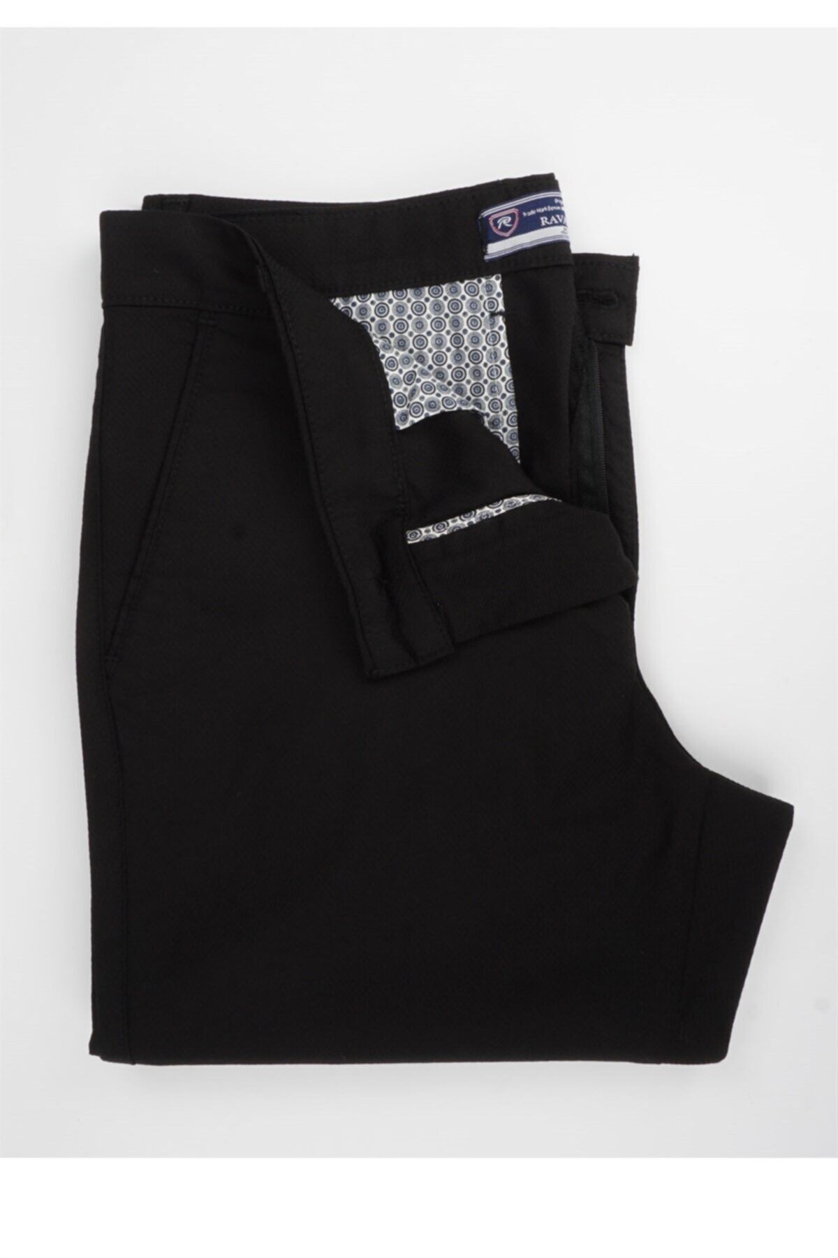 Erkek Siyah Regular Fit Armürlü Pantolon