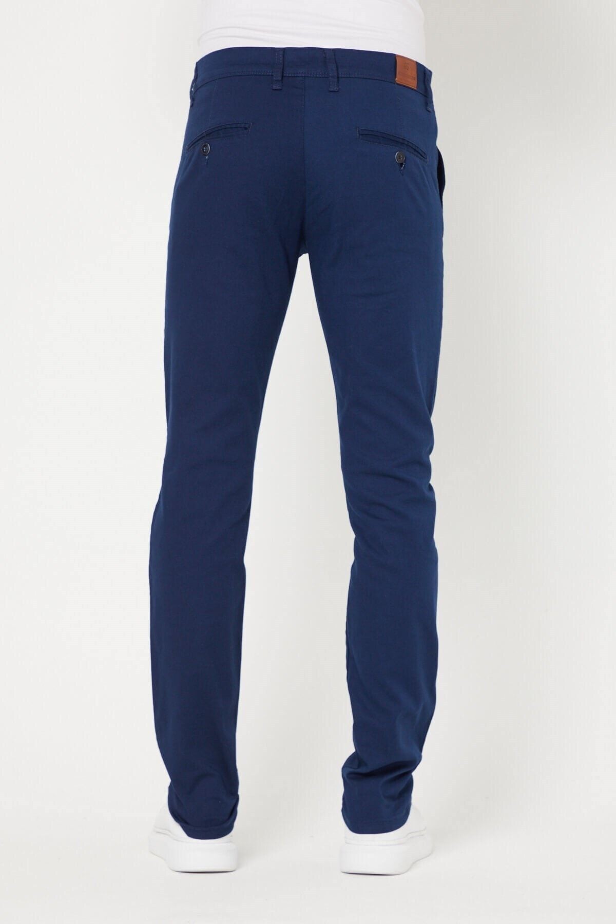 Lacivert Chıno Yan Cepli Mikro Desen Keten Regular Fit Pantolon