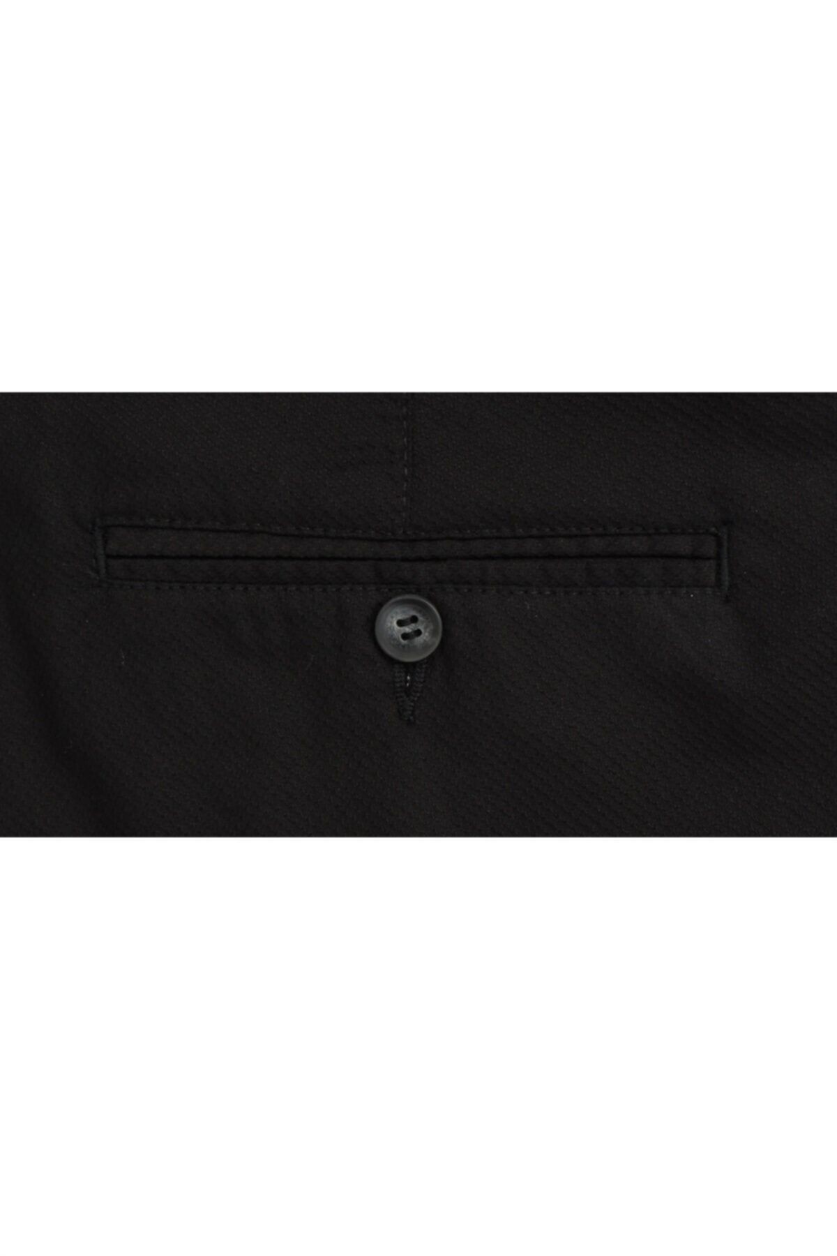Erkek Siyah Regular Fit Armürlü Pantolon