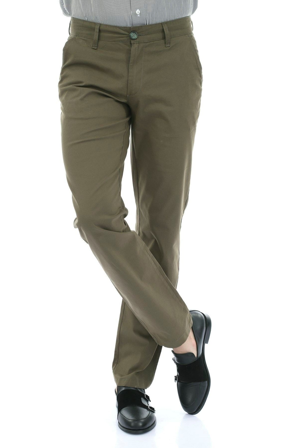 Erkek Haki Chıno Slim Fit Pantolon