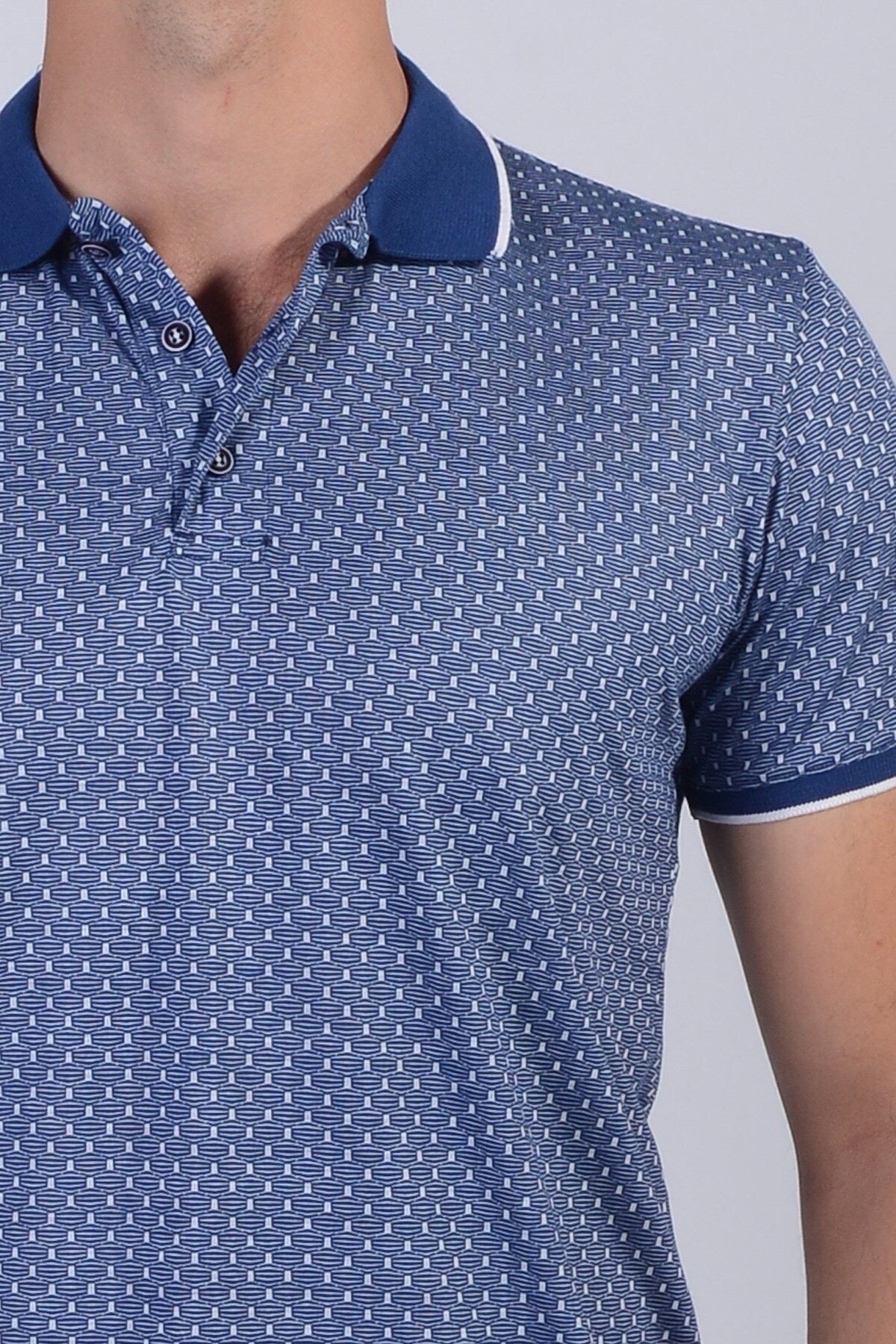 Erkek Mavi Polo Yaka T-shirt