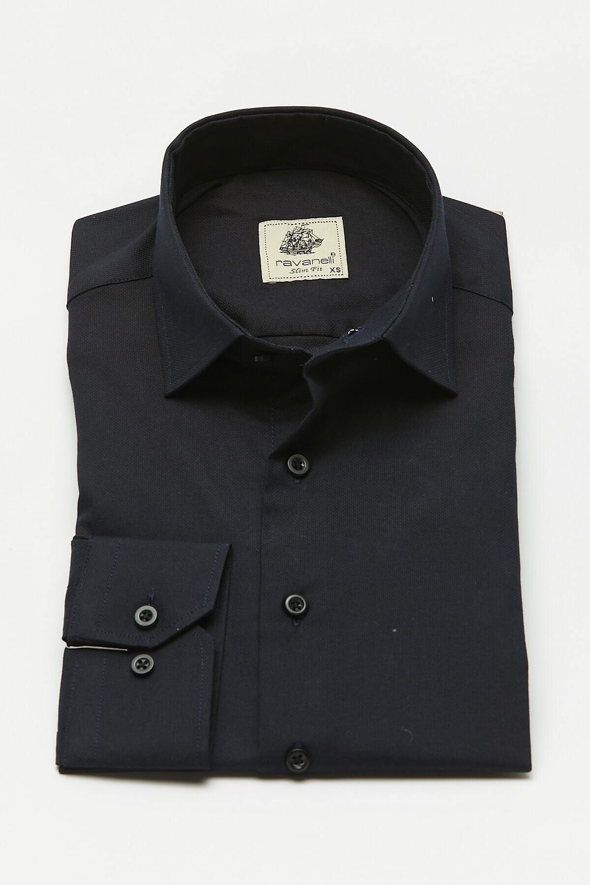 Lacivert Extra Slim Fit Uzun Kol Gömlek