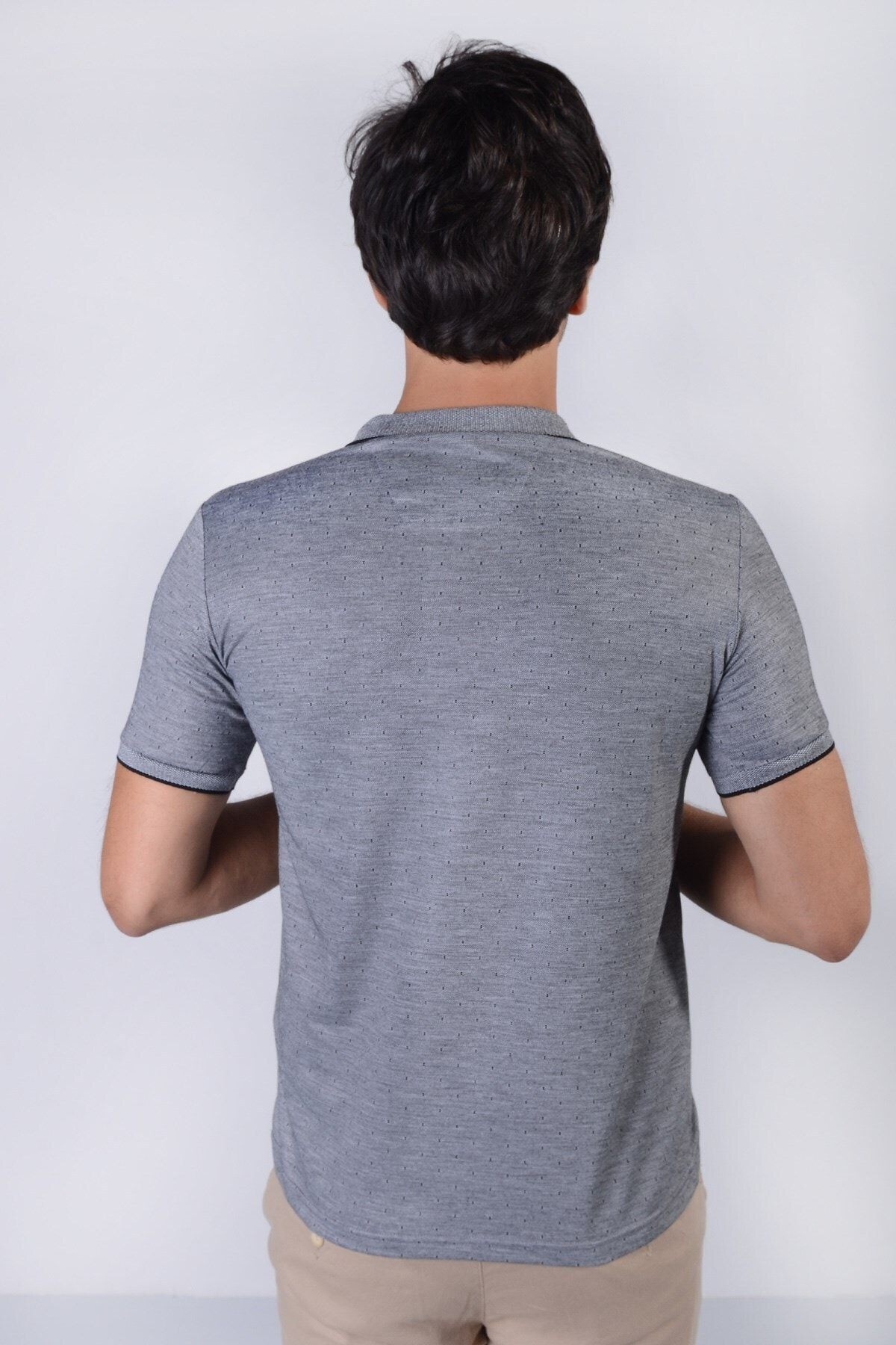 Erkek Gri Jakarlı Viscon T-Shirt