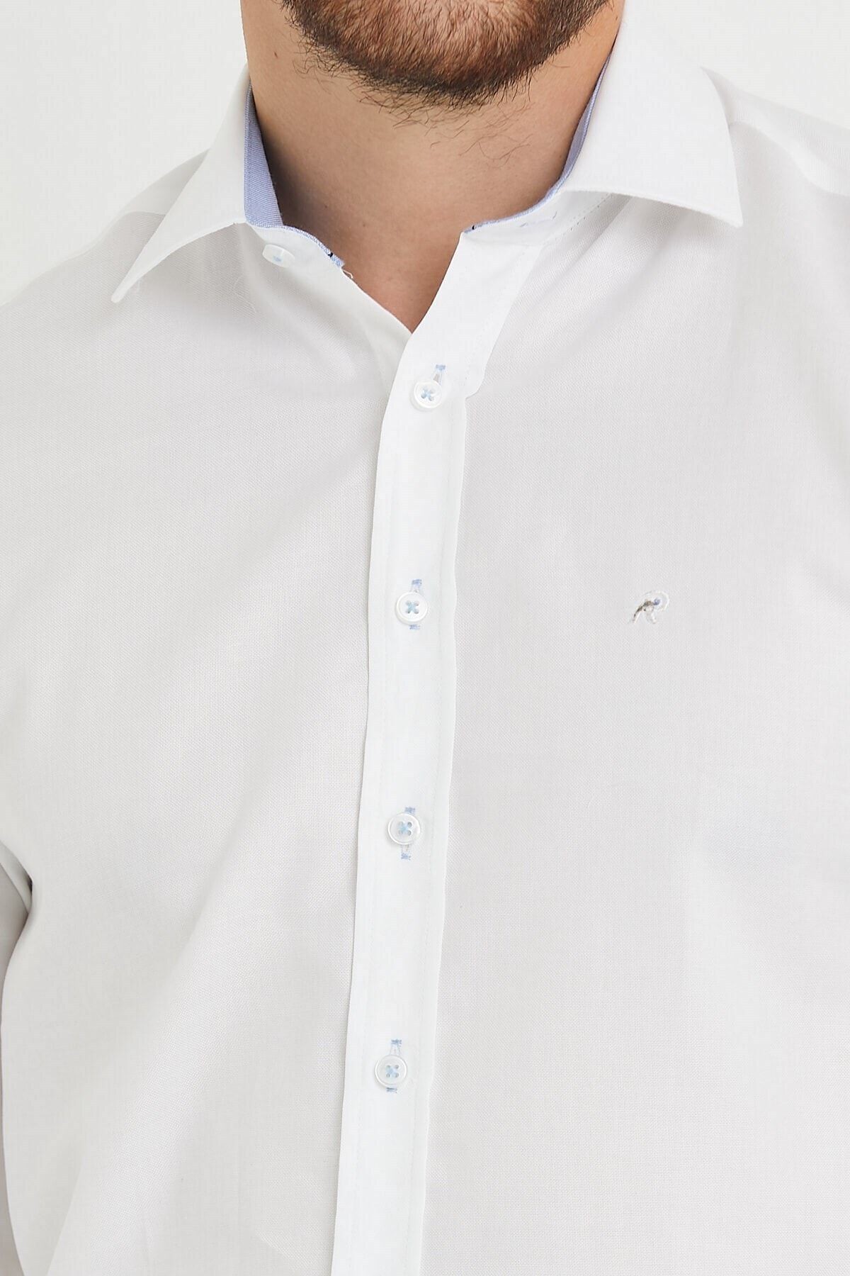 Beyaz Pamuklu Slim Fit Uzun Kol Gömlek