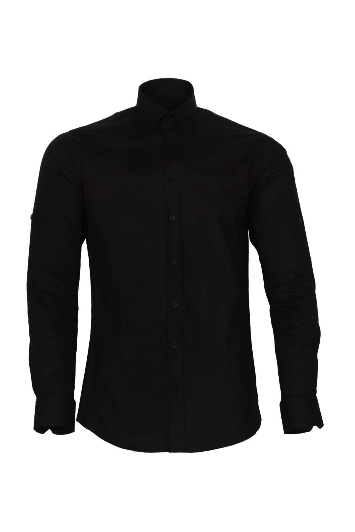 Slim Fit Düz Likralı Erkek Gömlek
