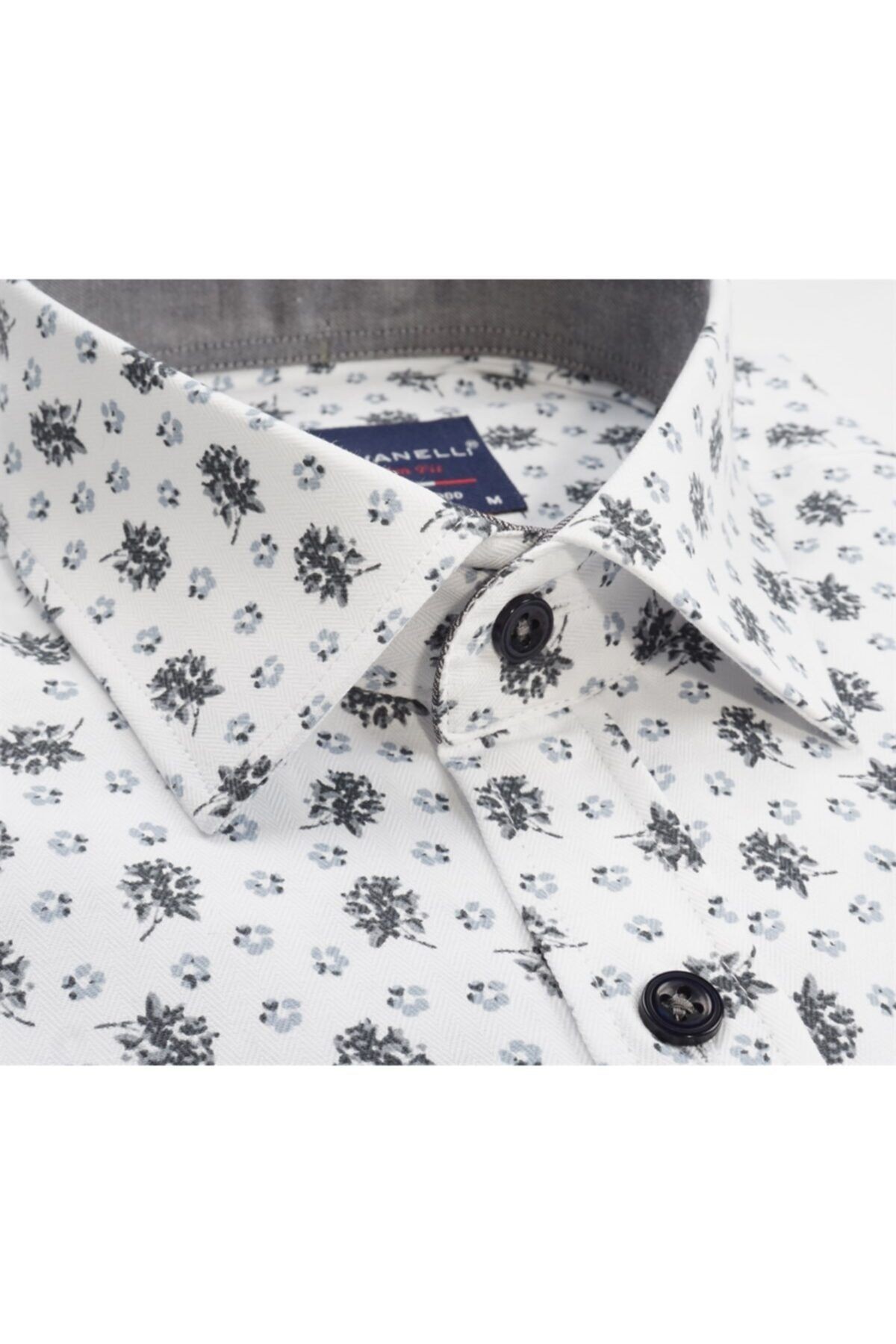 Erkek Beyaz Slim Fit Baskılı Gömlek